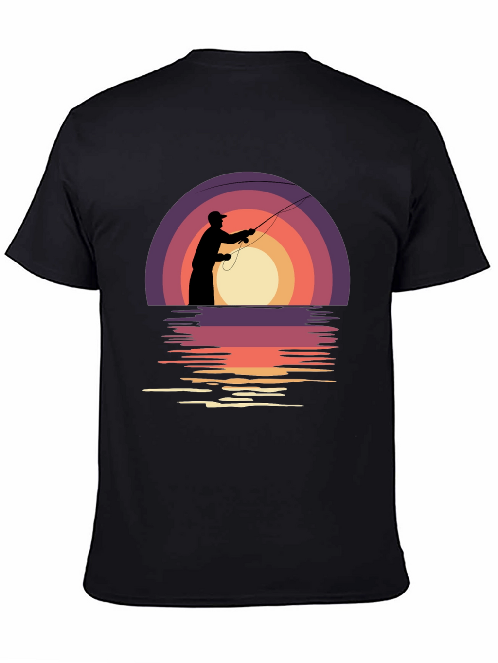 Fishing Sunset T-Shirt - Retro Style