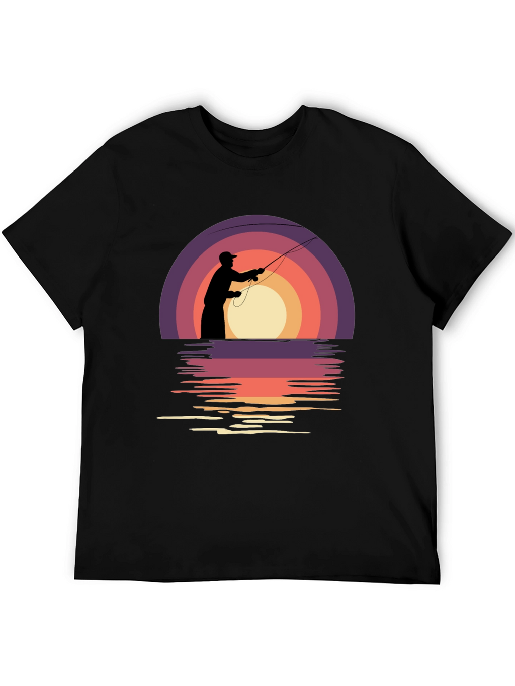 Fishing Sunset T-Shirt - Retro Style