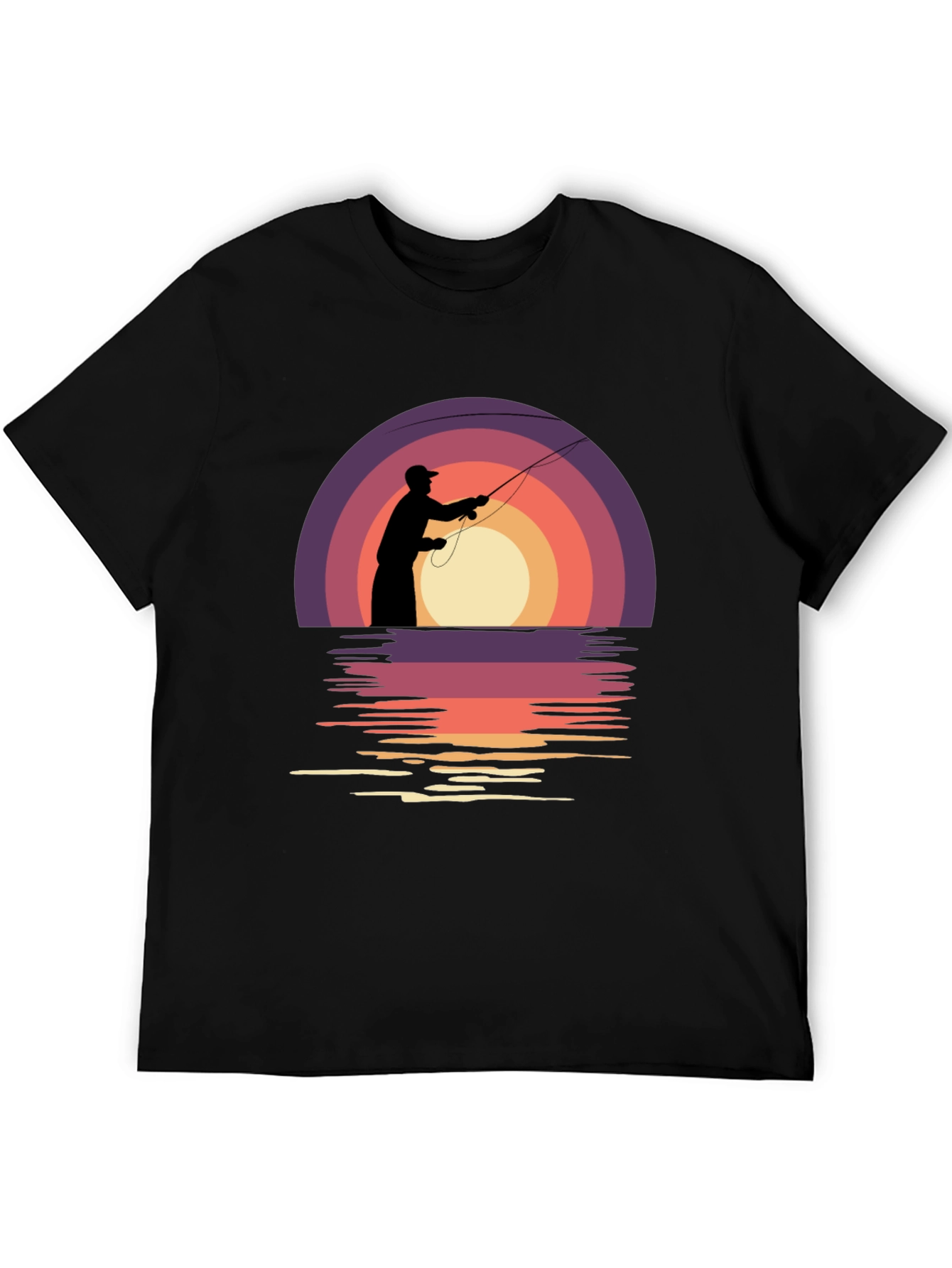 Fishing Sunset T-Shirt - Retro Style