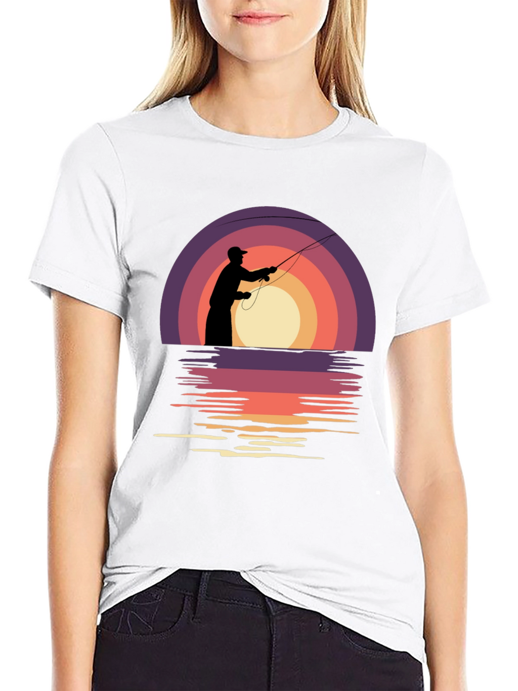 Fishing Sunset T-Shirt - Retro Style
