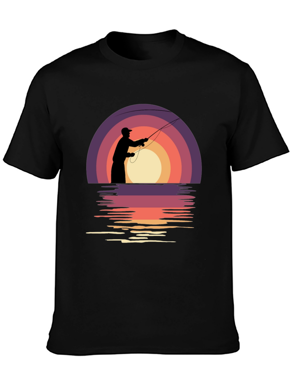 Fishing Sunset T-Shirt - Retro Style