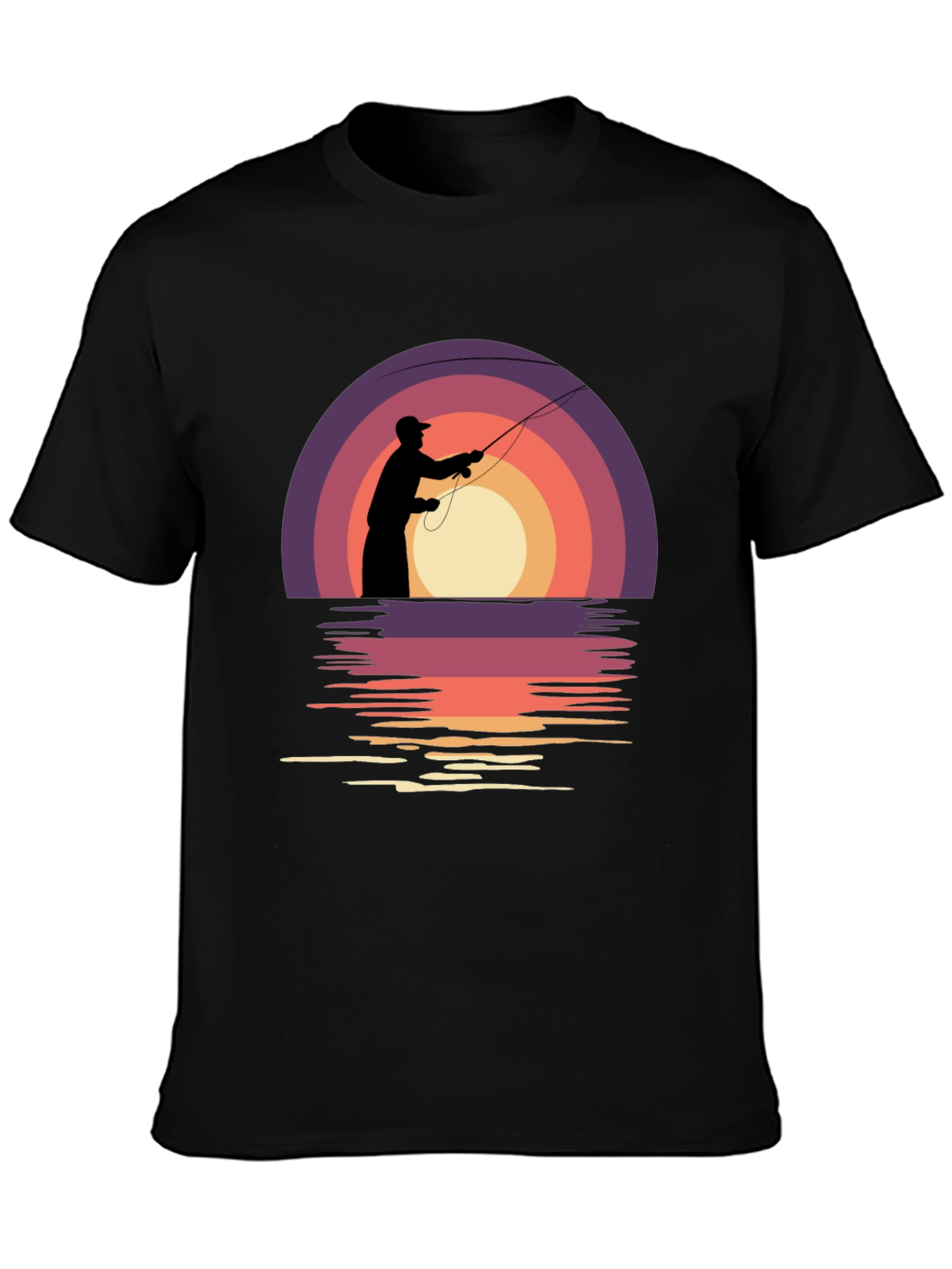 Fishing Sunset T-Shirt - Retro Style