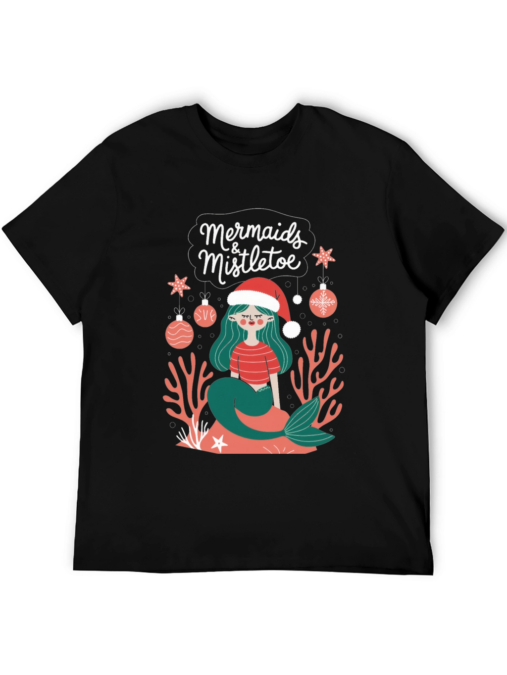 Mermaids & Mistletoe Christmas Graphic T-Shirt