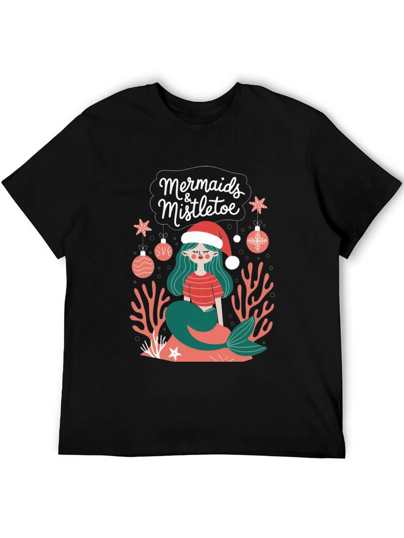 Mermaids & Mistletoe Christmas Graphic T-Shirt