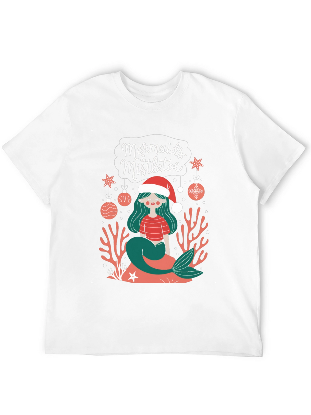Mermaids & Mistletoe Christmas Graphic T-Shirt