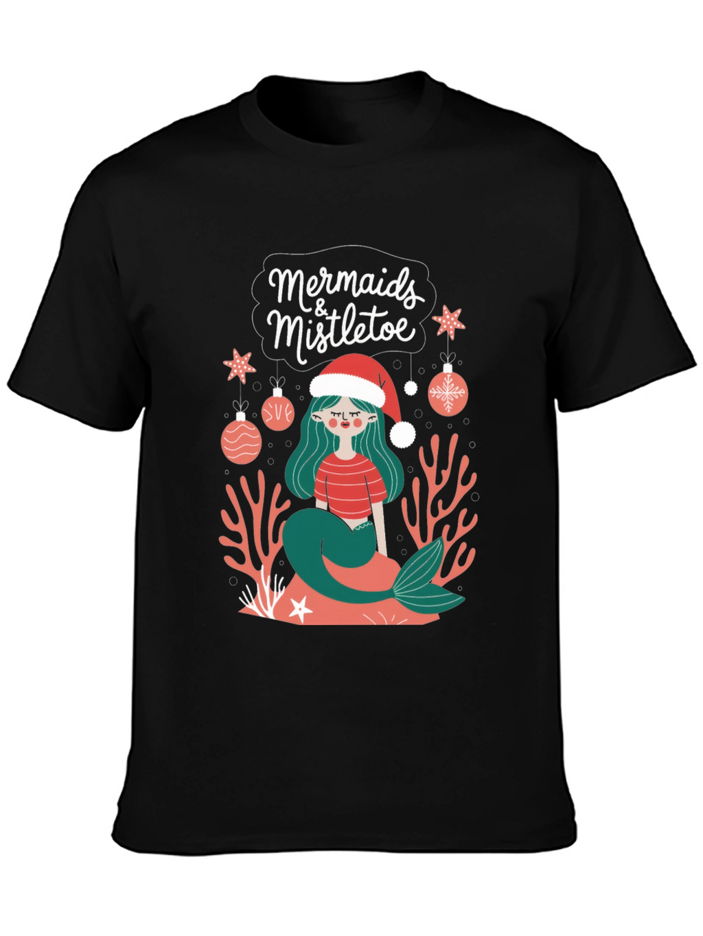 Mermaids & Mistletoe Christmas Graphic T-Shirt