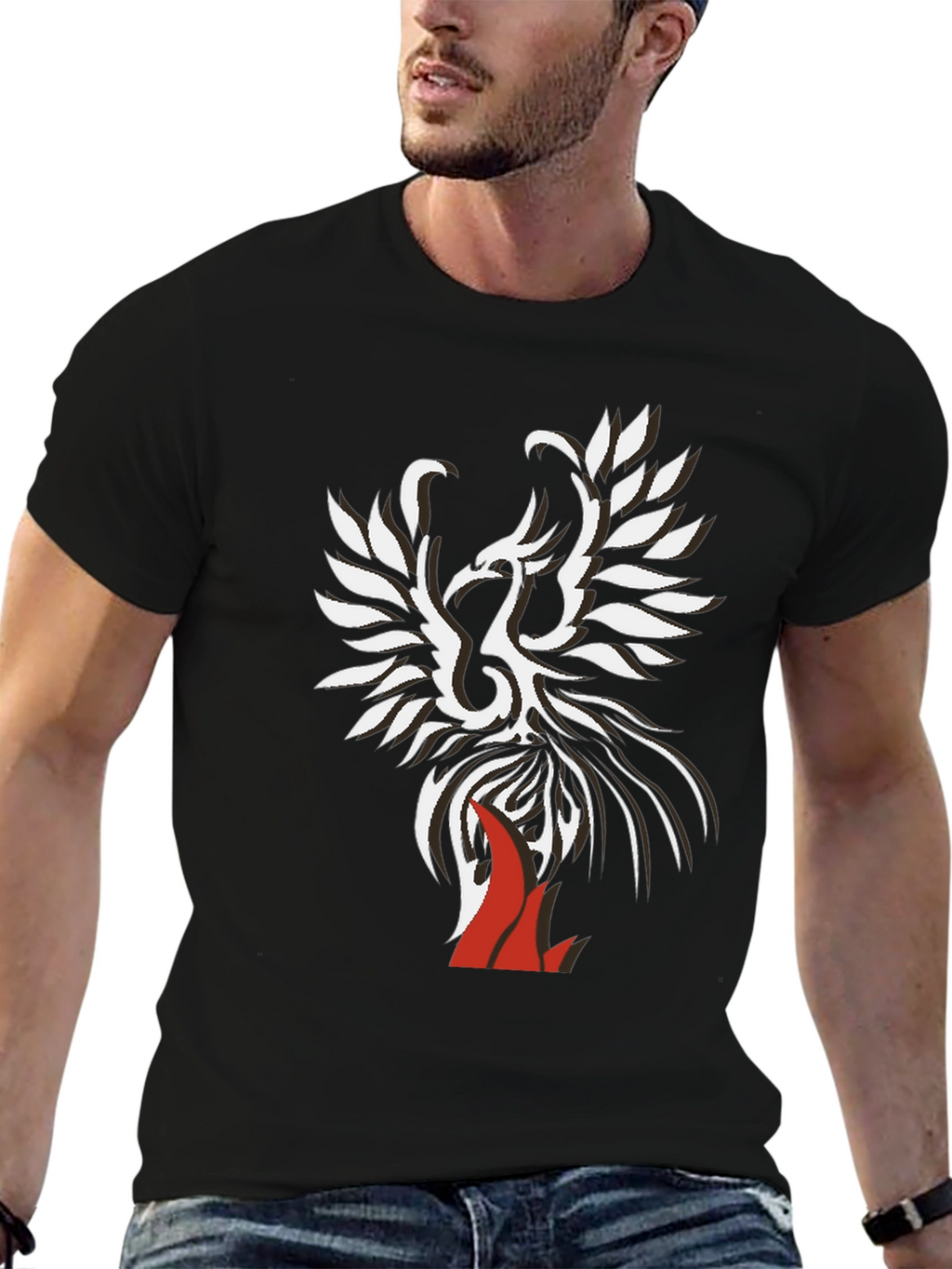 Phoenix Graphic Print Tee - Black