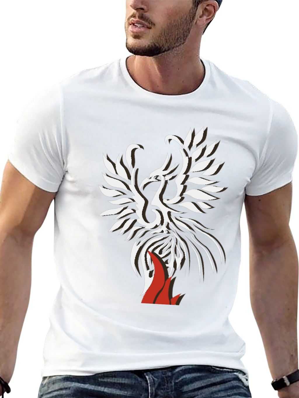 Phoenix Graphic Print Tee - Black
