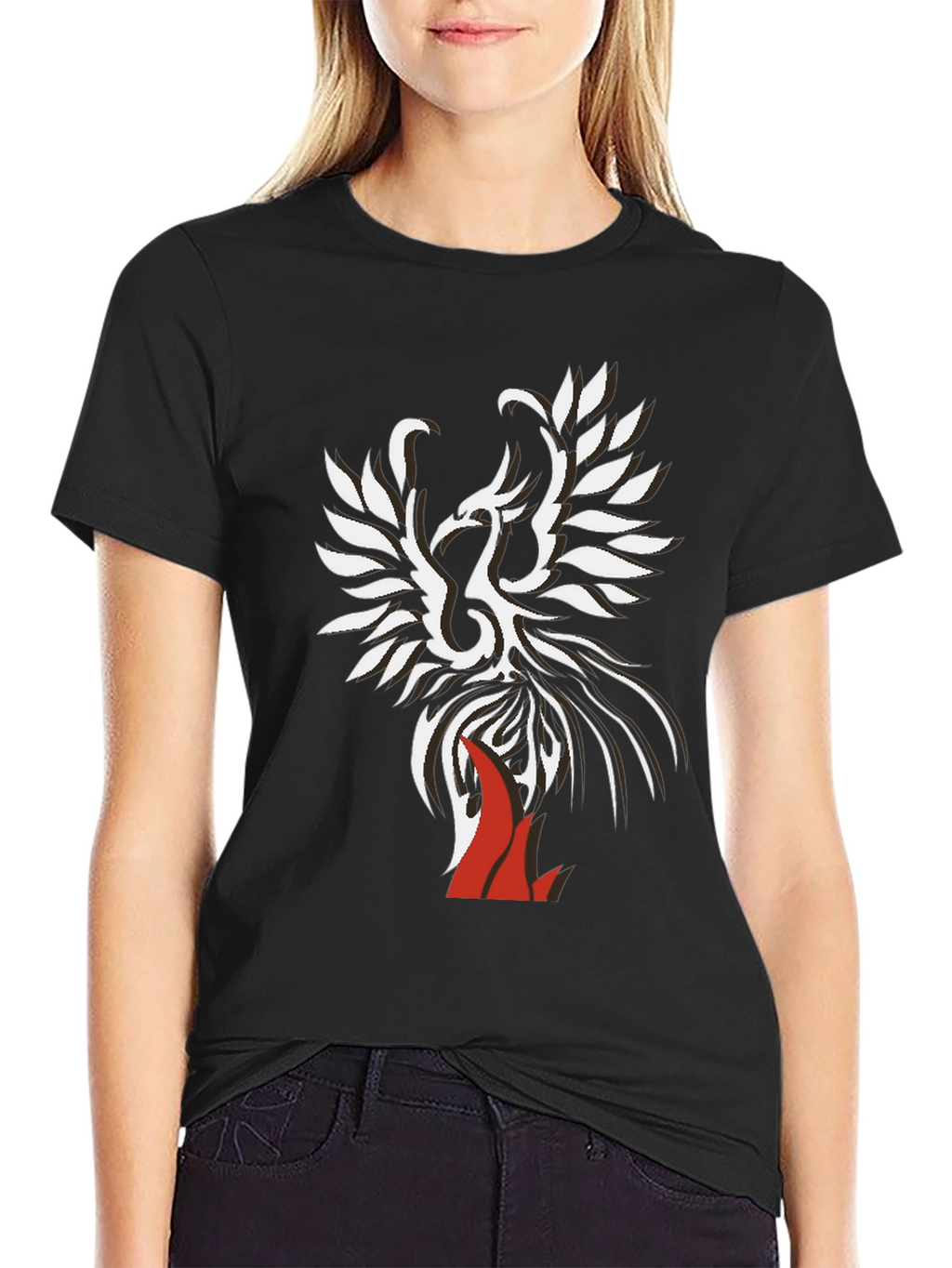 Phoenix Graphic Print Tee - Black