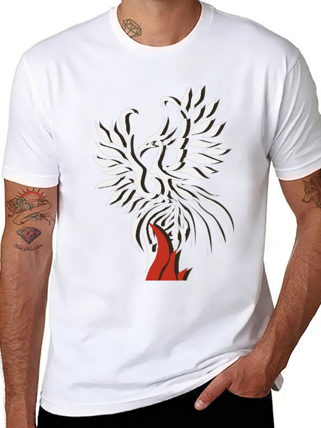 Phoenix Graphic Print Tee - Black