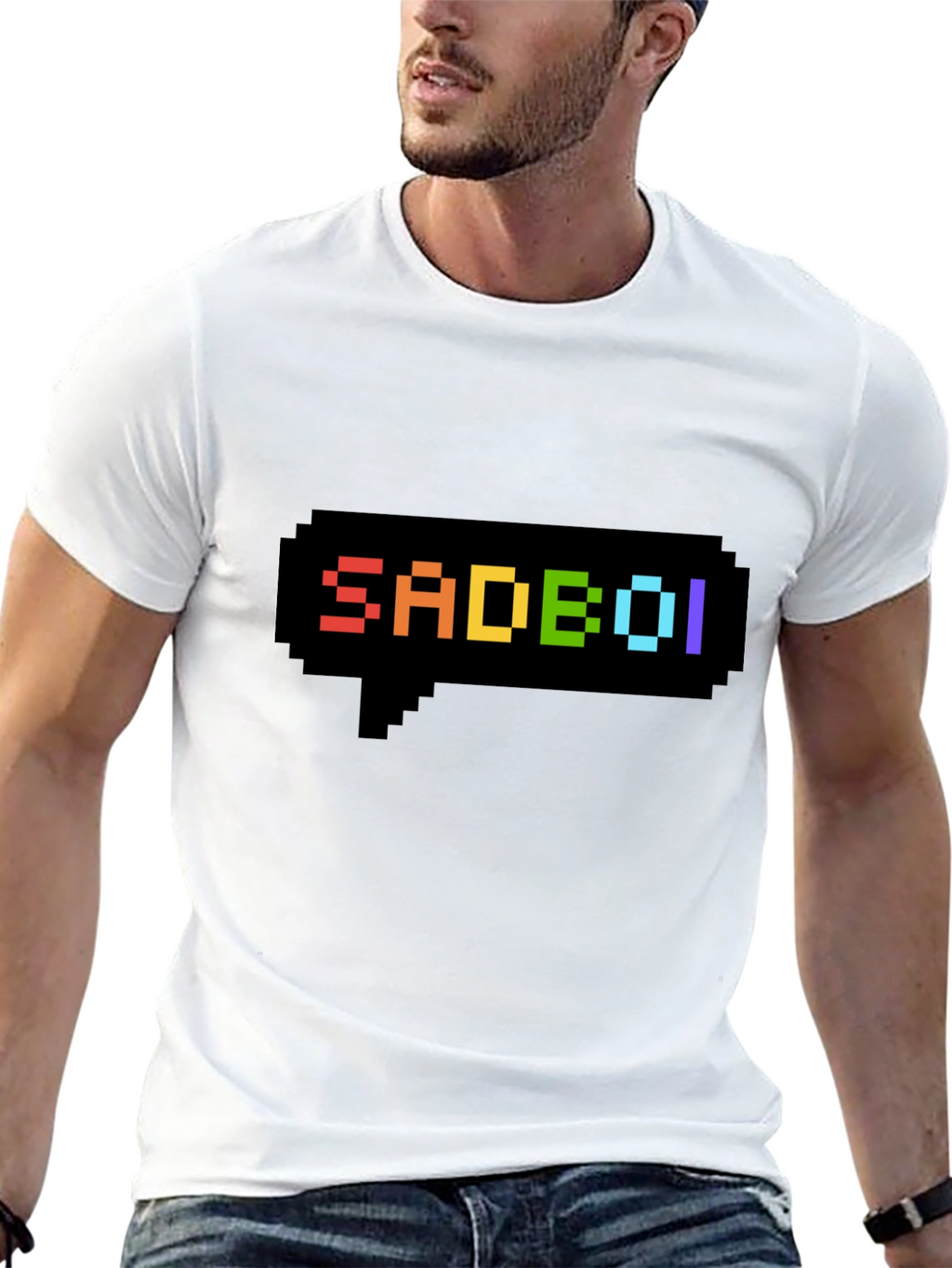 SadBoi Pixel Speech Bubble Black T-Shirt