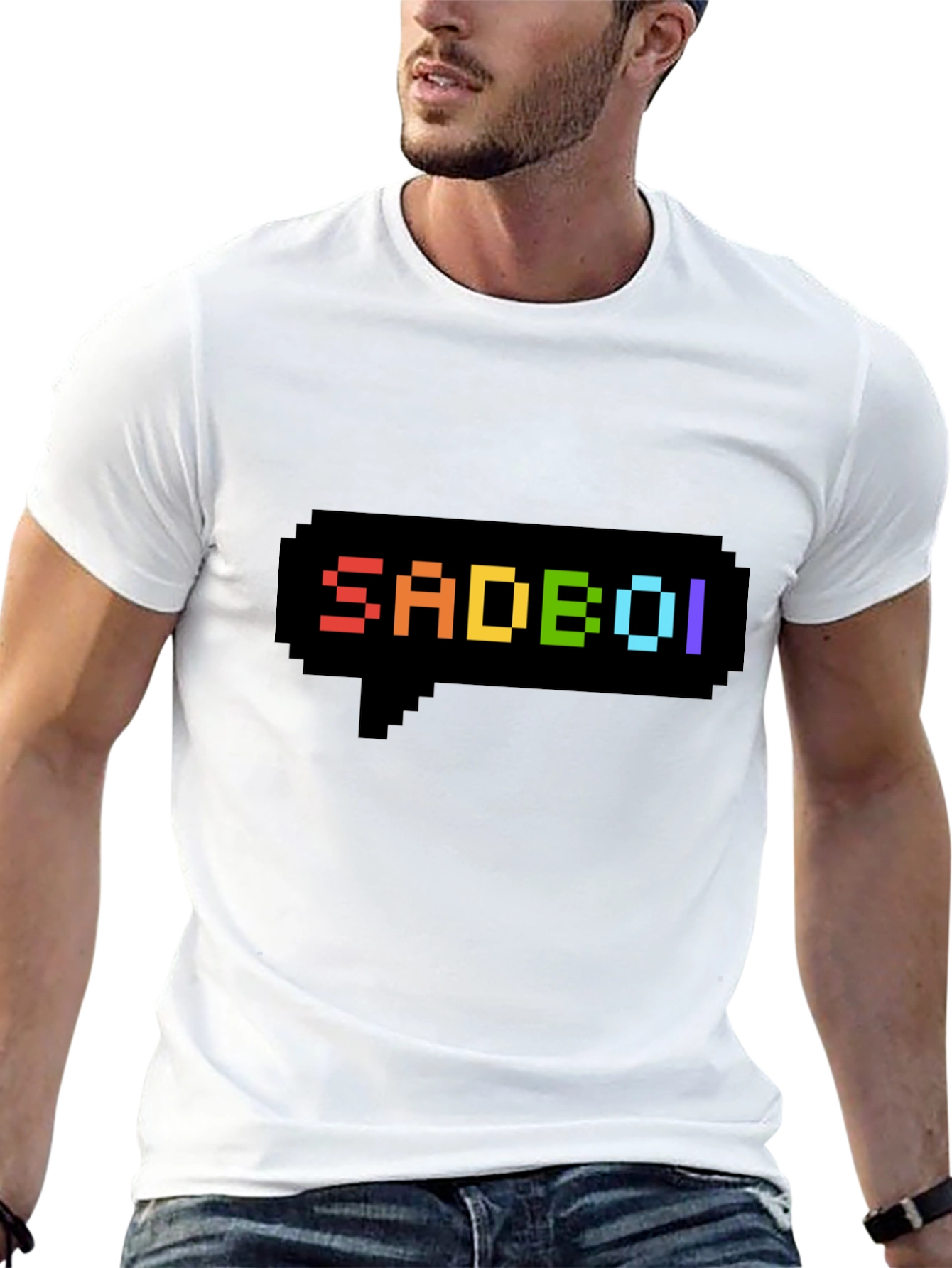 SadBoi Pixel Speech Bubble Black T-Shirt