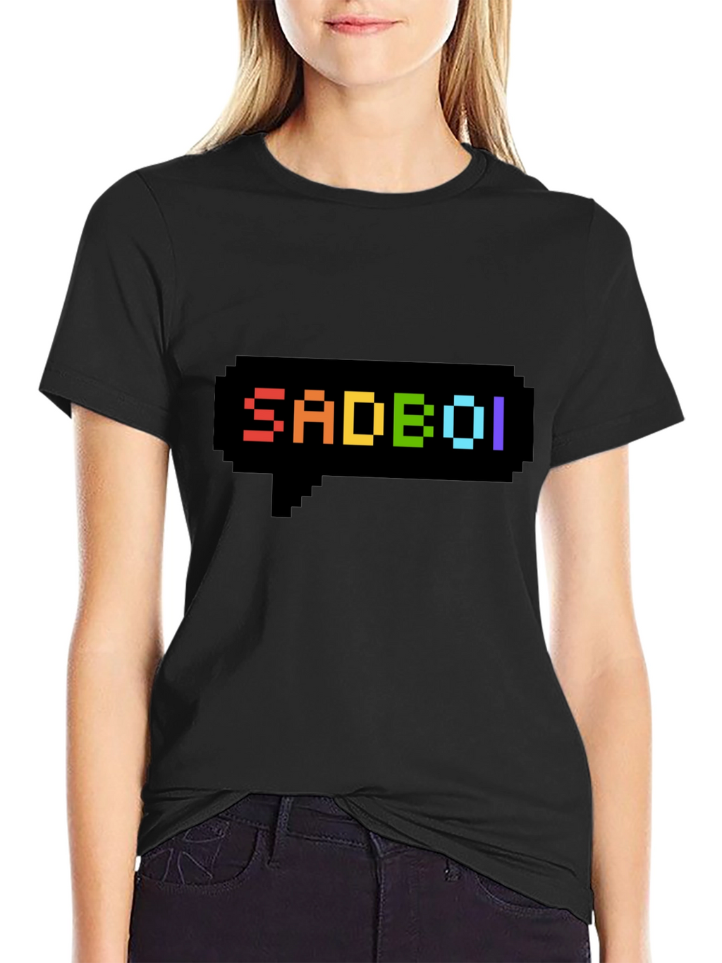 SadBoi Pixel Speech Bubble Black T-Shirt