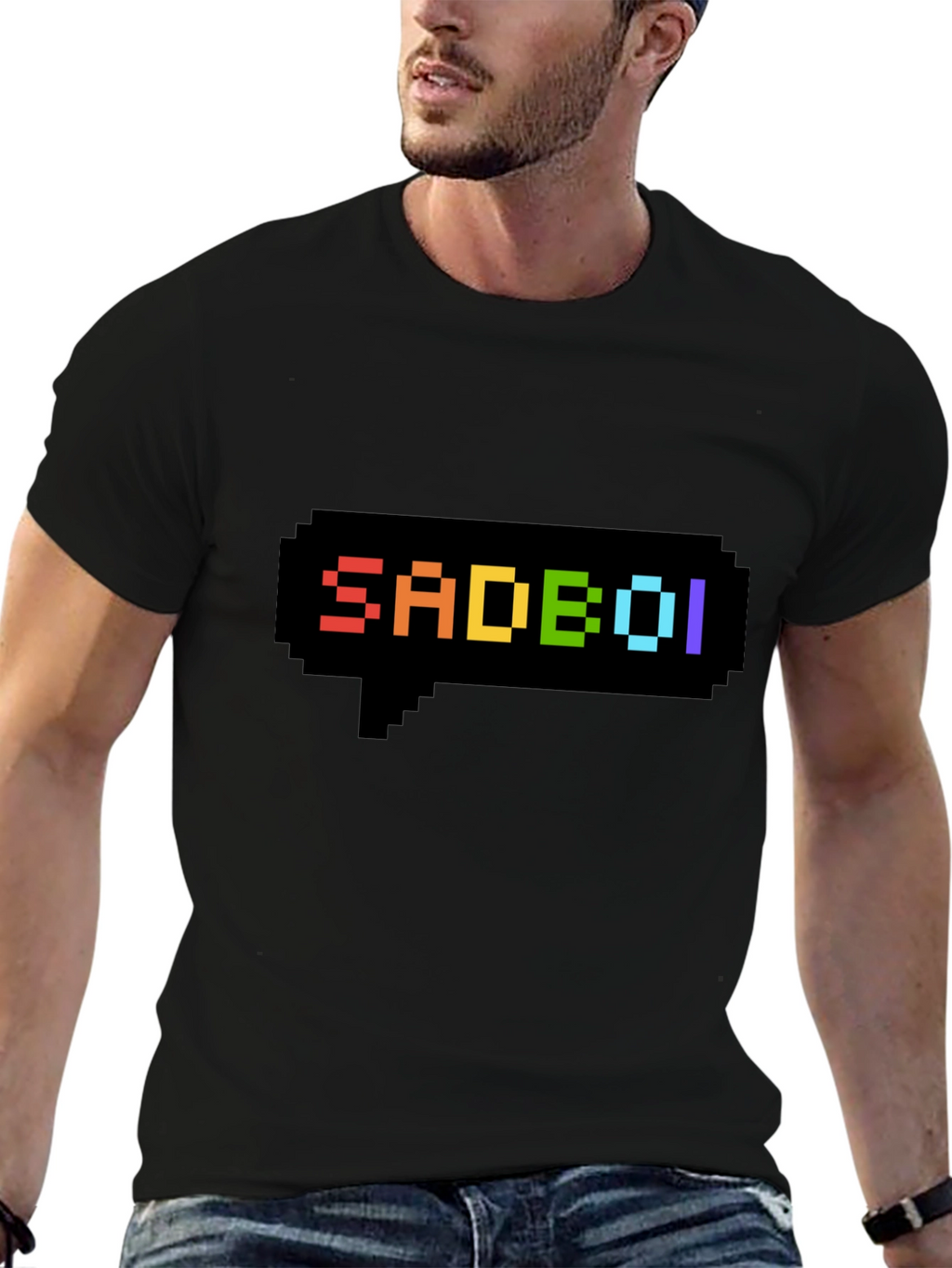 SadBoi Pixel Speech Bubble Black T-Shirt