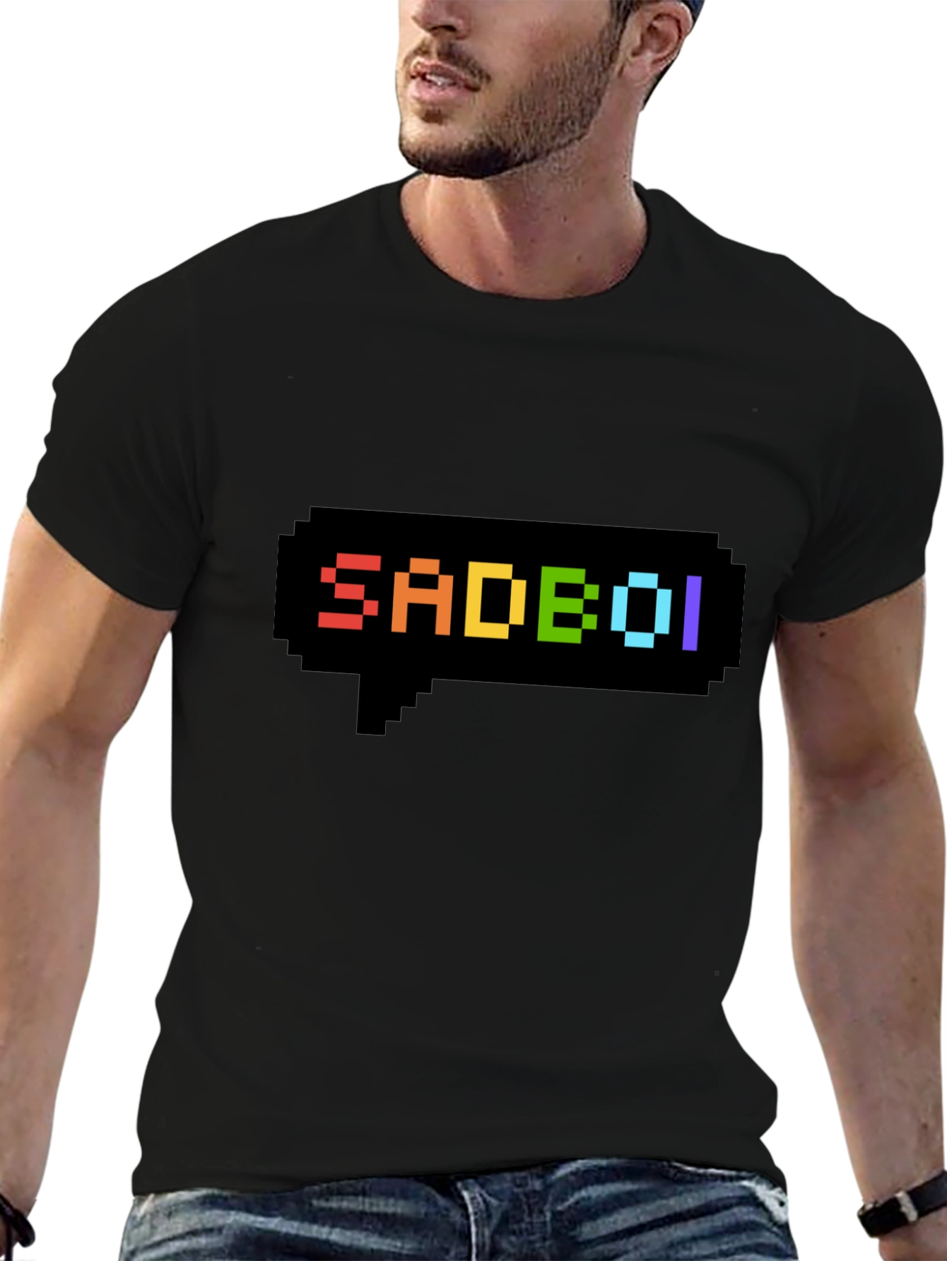 SadBoi Pixel Speech Bubble Black T-Shirt