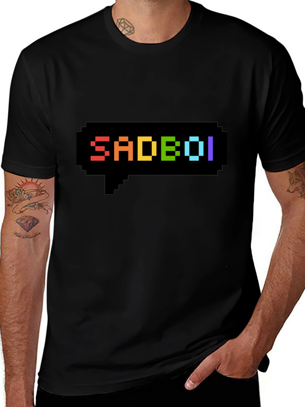 SadBoi Pixel Speech Bubble Black T-Shirt