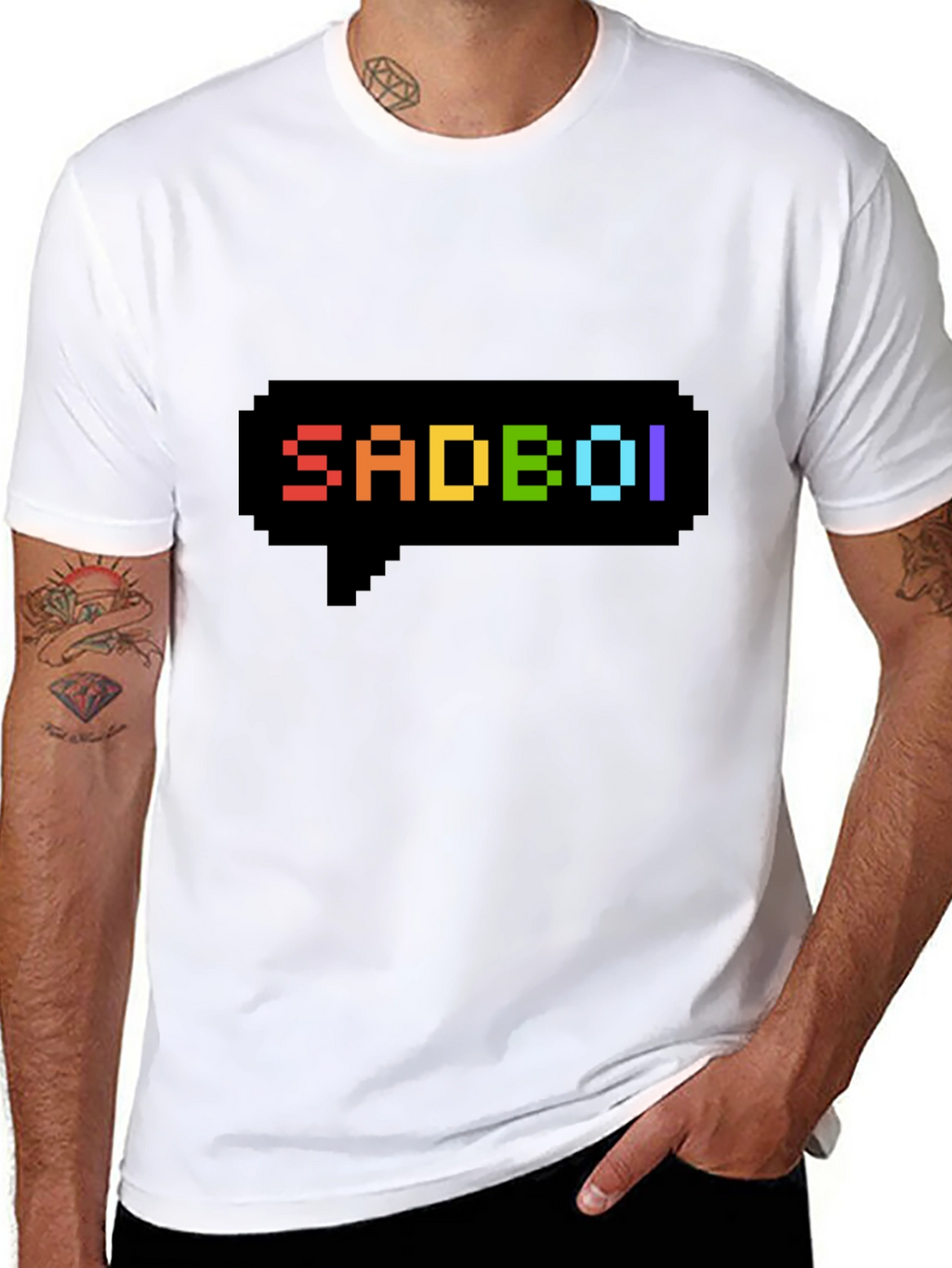 SadBoi Pixel Speech Bubble Black T-Shirt