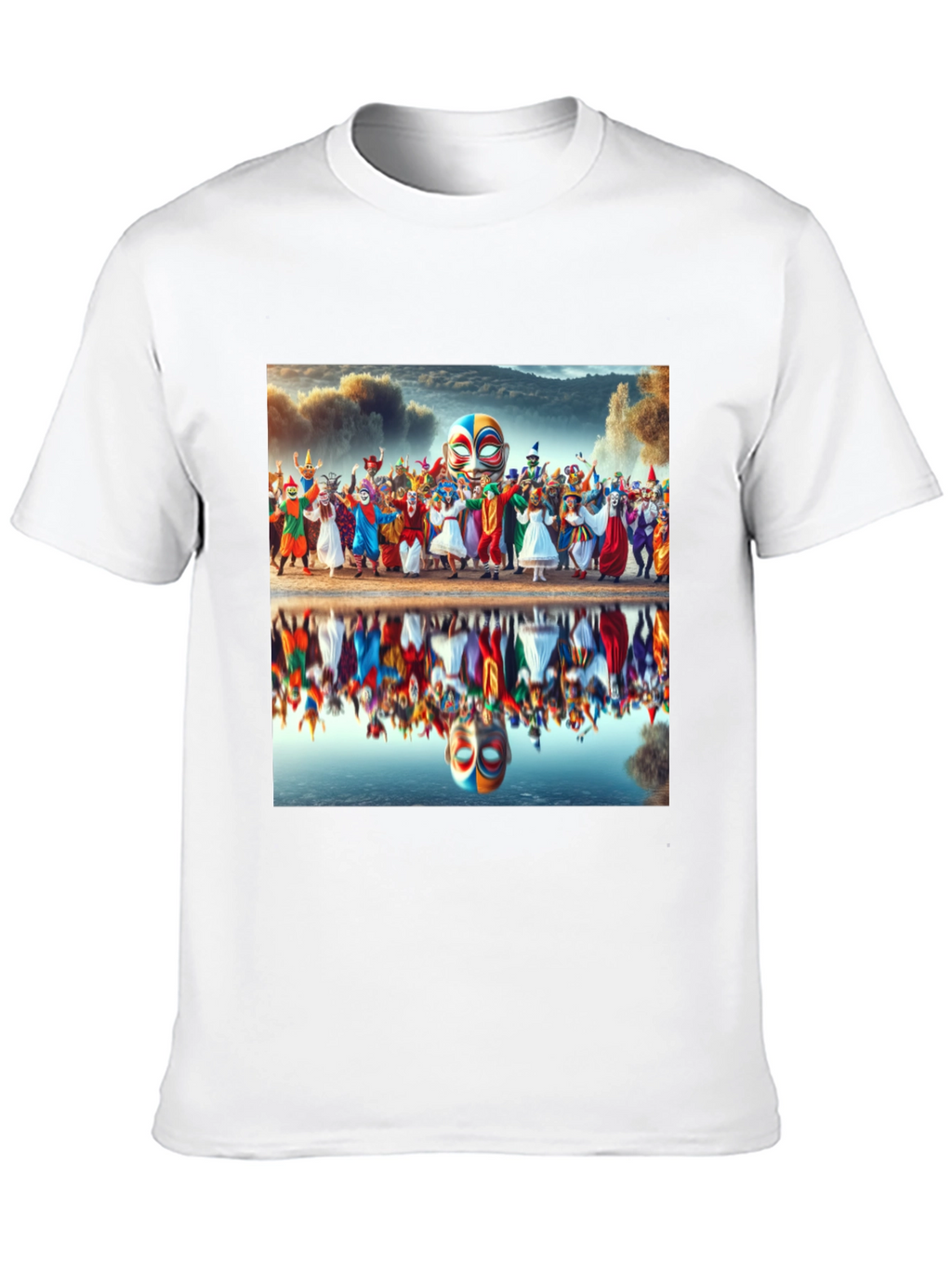Carnival Reflection Graphic Tee - Stylish Black T-Shirt
