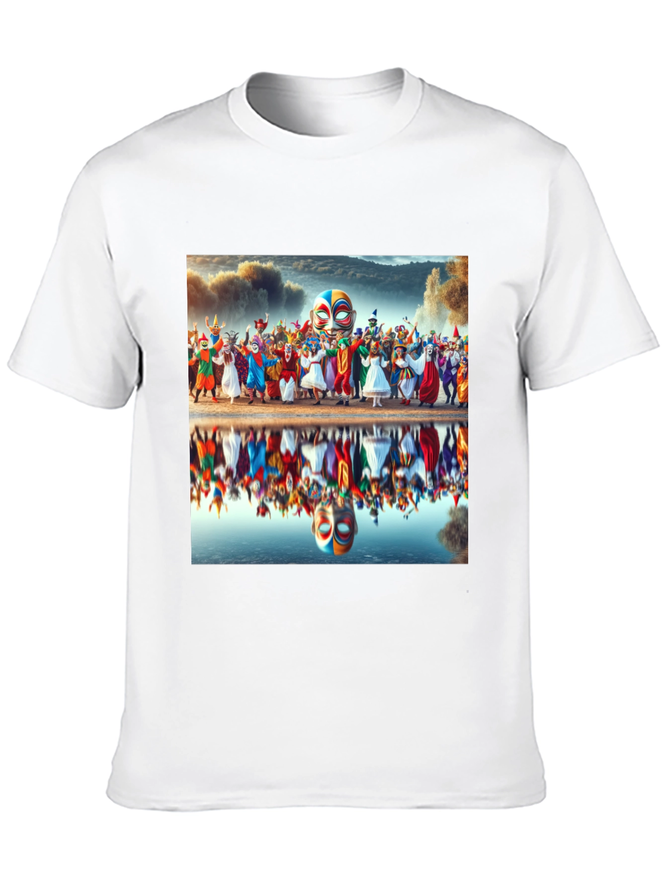 Carnival Reflection Graphic Tee - Stylish Black T-Shirt
