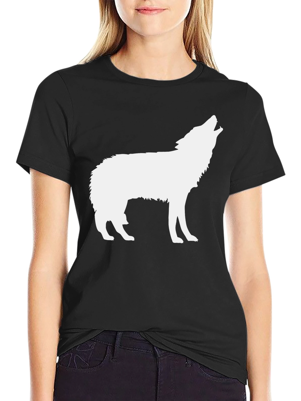 Black Wolf Silhouette Graphic T-Shirt