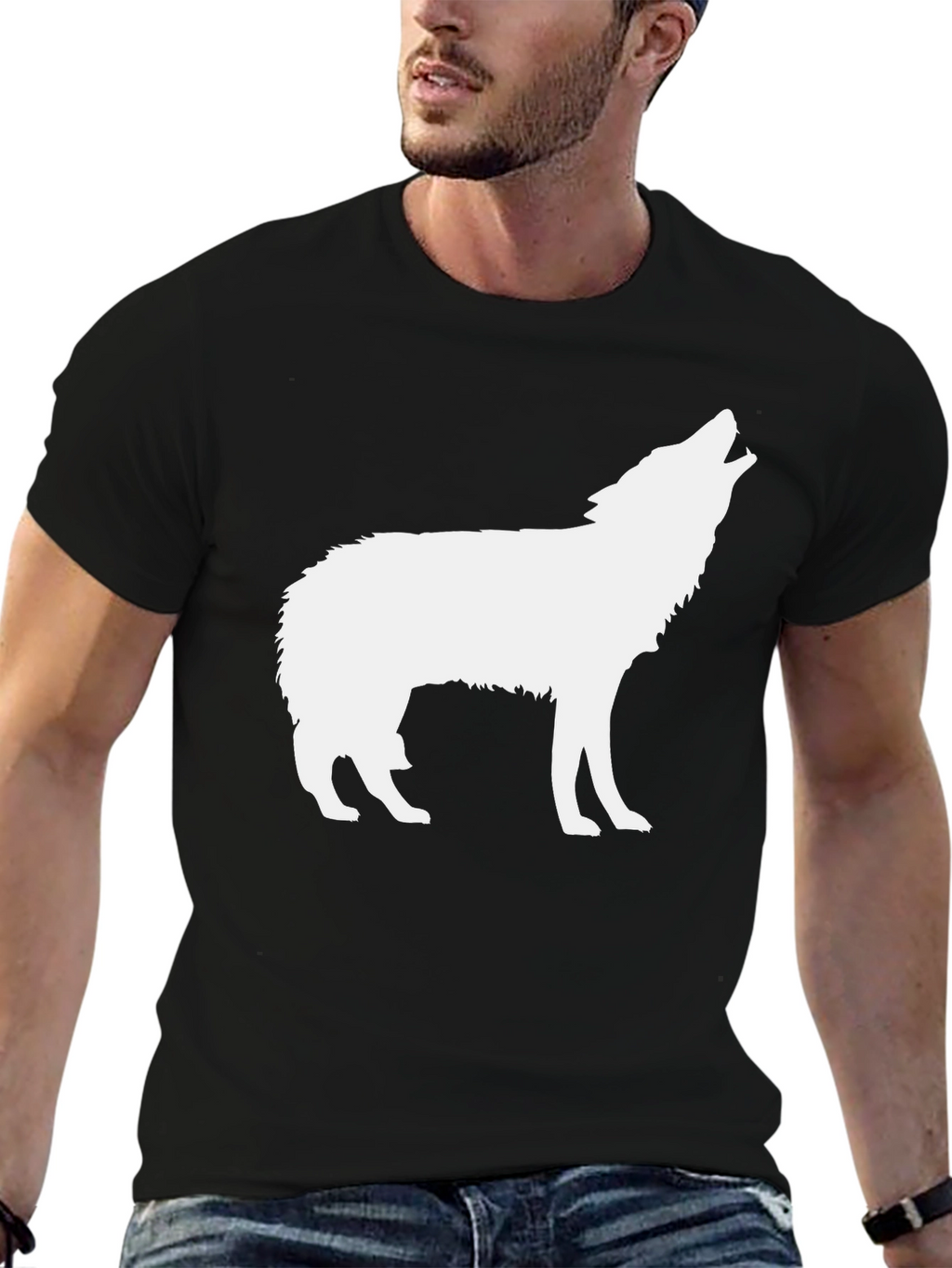 Black Wolf Silhouette Graphic T-Shirt
