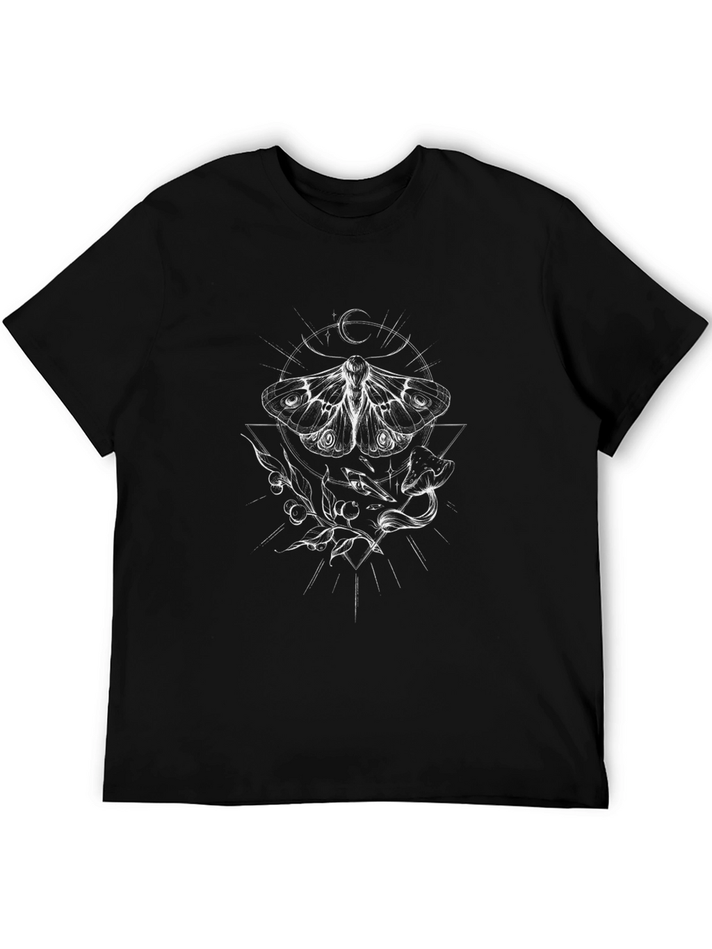 Moth Graphic Tee - Gothic Style Black T-Shirt