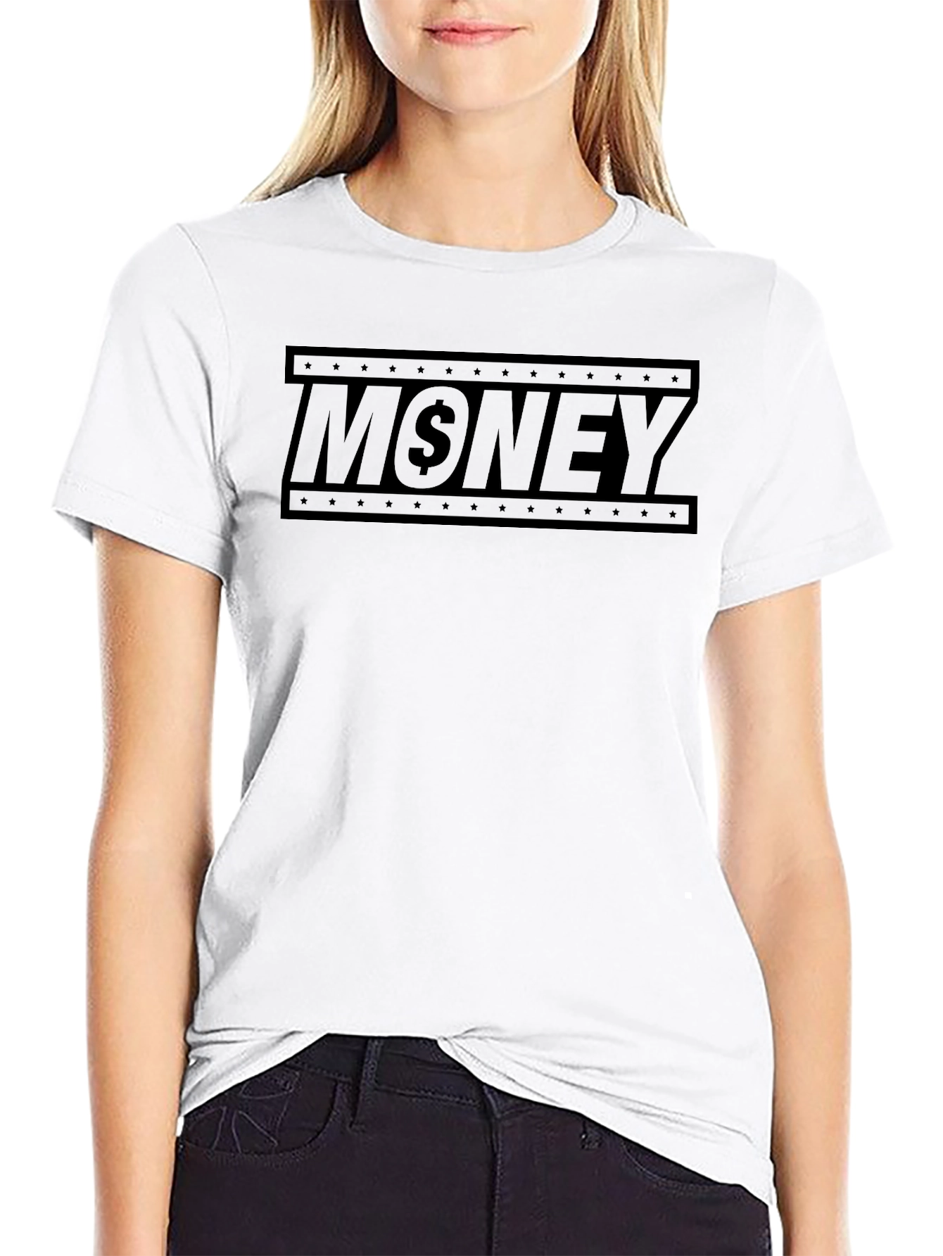 Money Graphic Print Mens Black T-Shirt