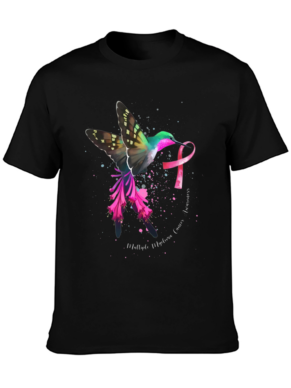 Hummingbird Cancer Awareness Black T-Shirt