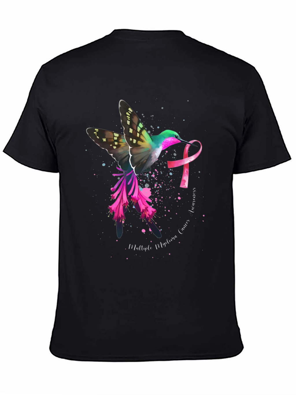 Hummingbird Cancer Awareness Black T-Shirt