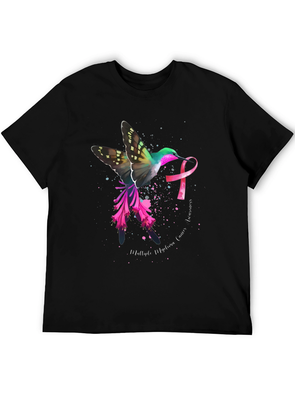 Hummingbird Cancer Awareness Black T-Shirt