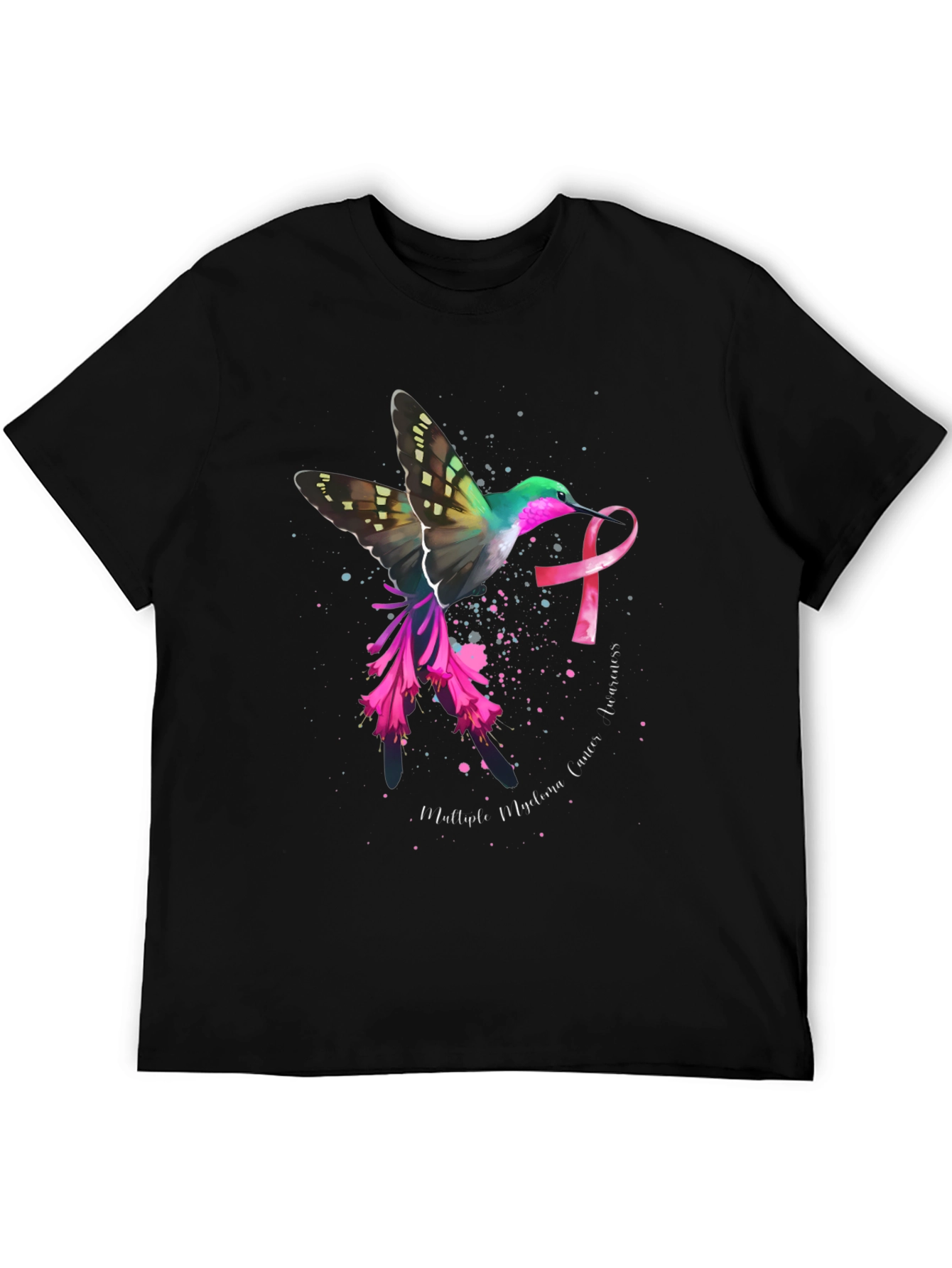 Hummingbird Cancer Awareness Black T-Shirt