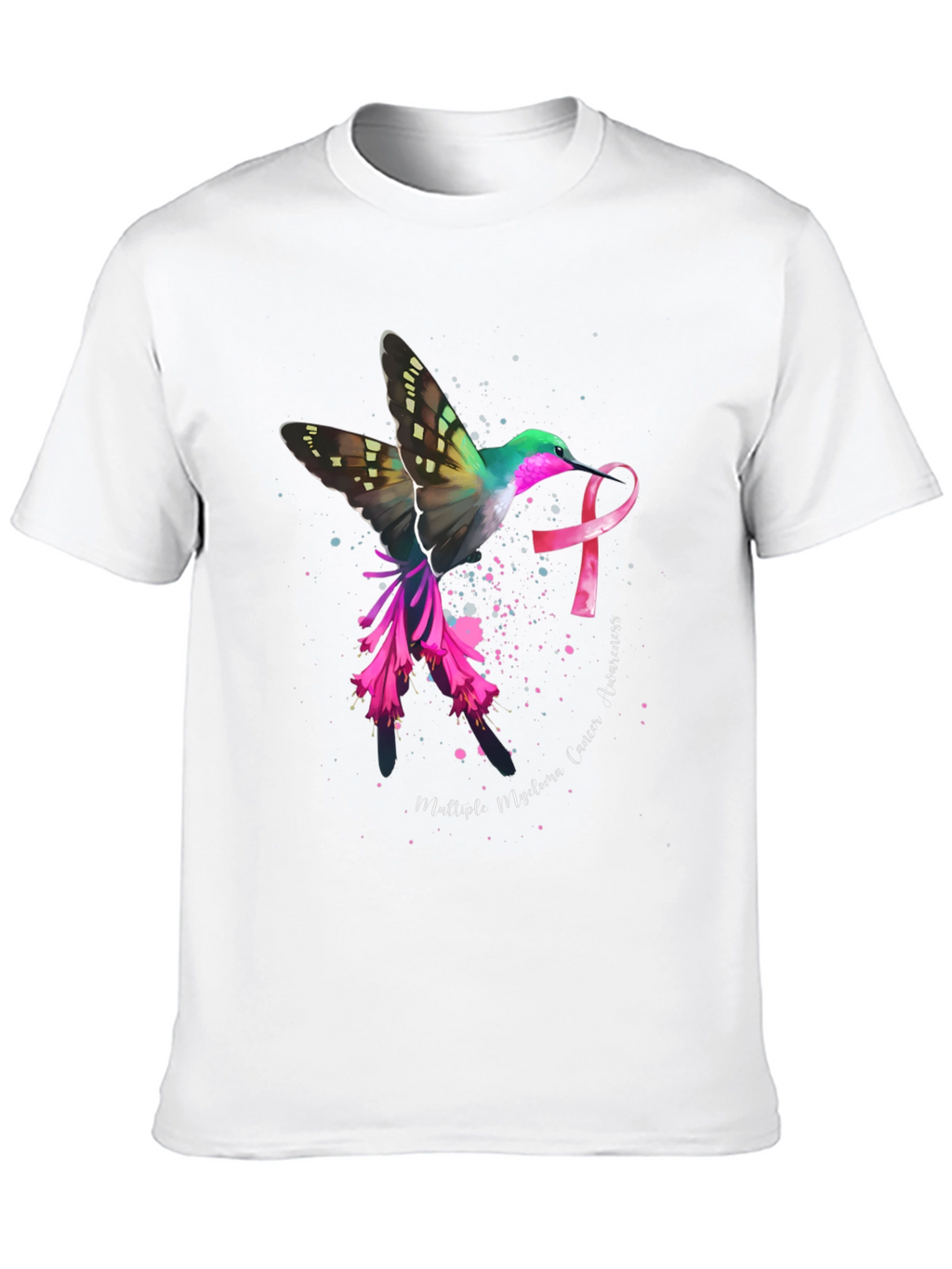 Hummingbird Cancer Awareness Black T-Shirt