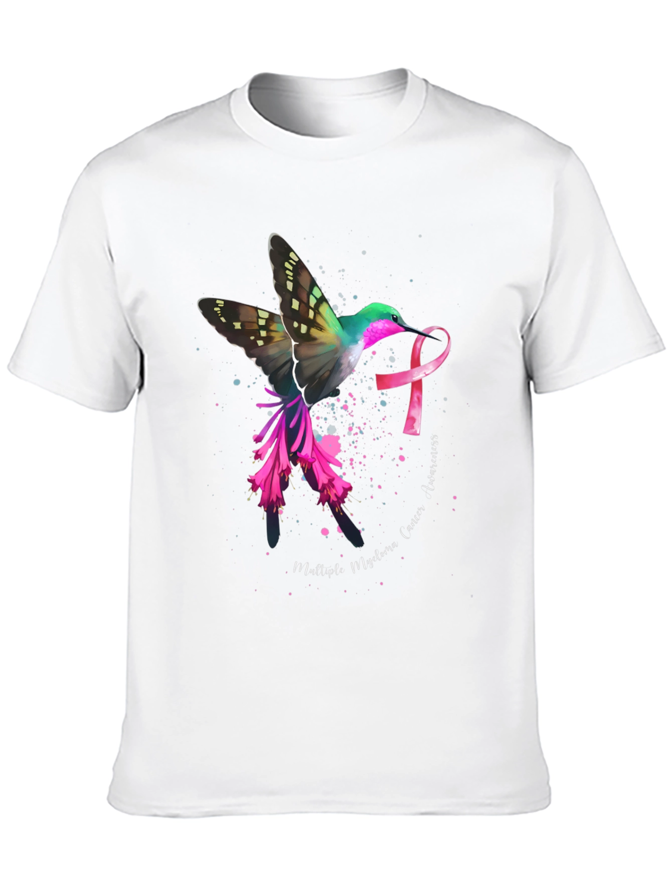 Hummingbird Cancer Awareness Black T-Shirt