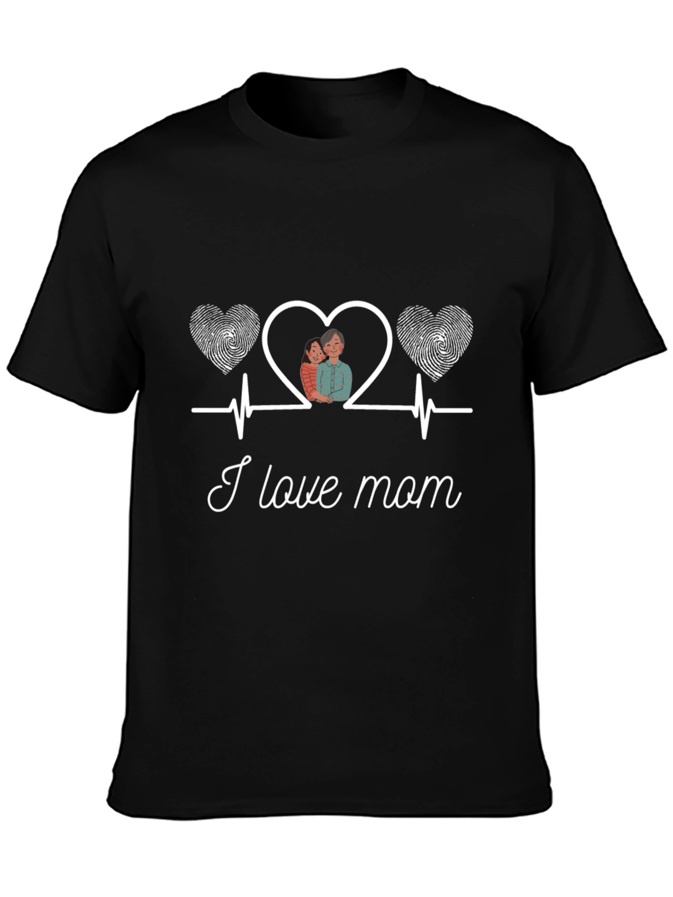 I Love Mom T-Shirt - Heartbeat Design