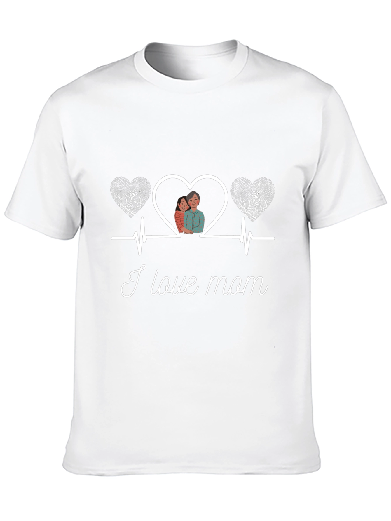I Love Mom T-Shirt - Heartbeat Design