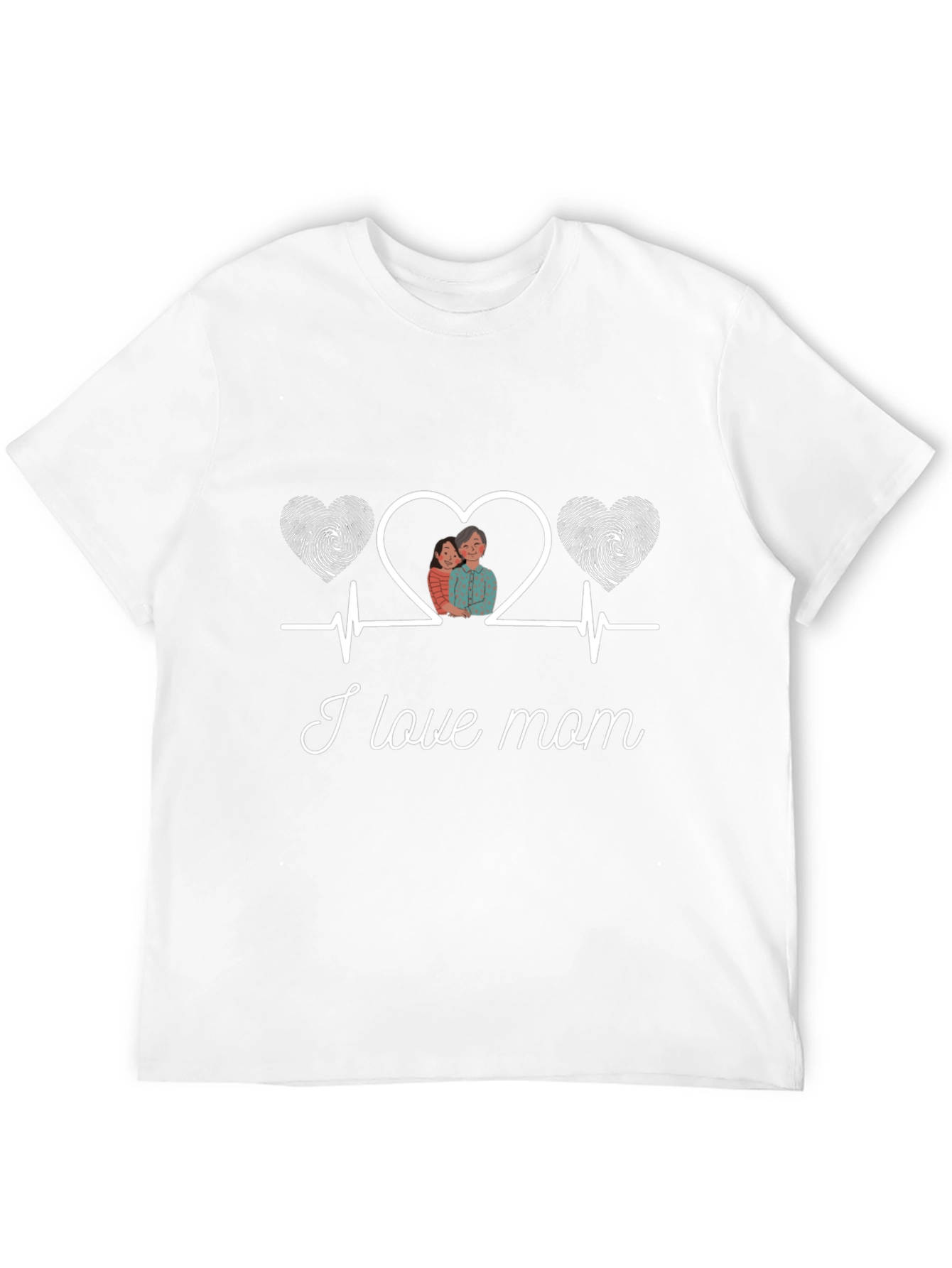 I Love Mom T-Shirt - Heartbeat Design