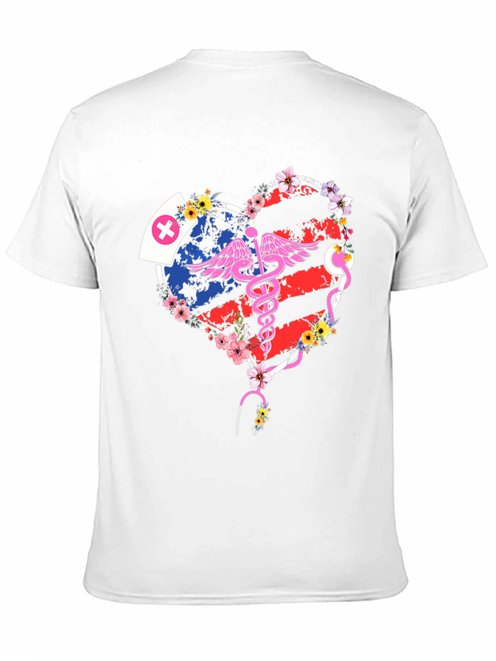 Nurse American Flag Heart T-Shirt