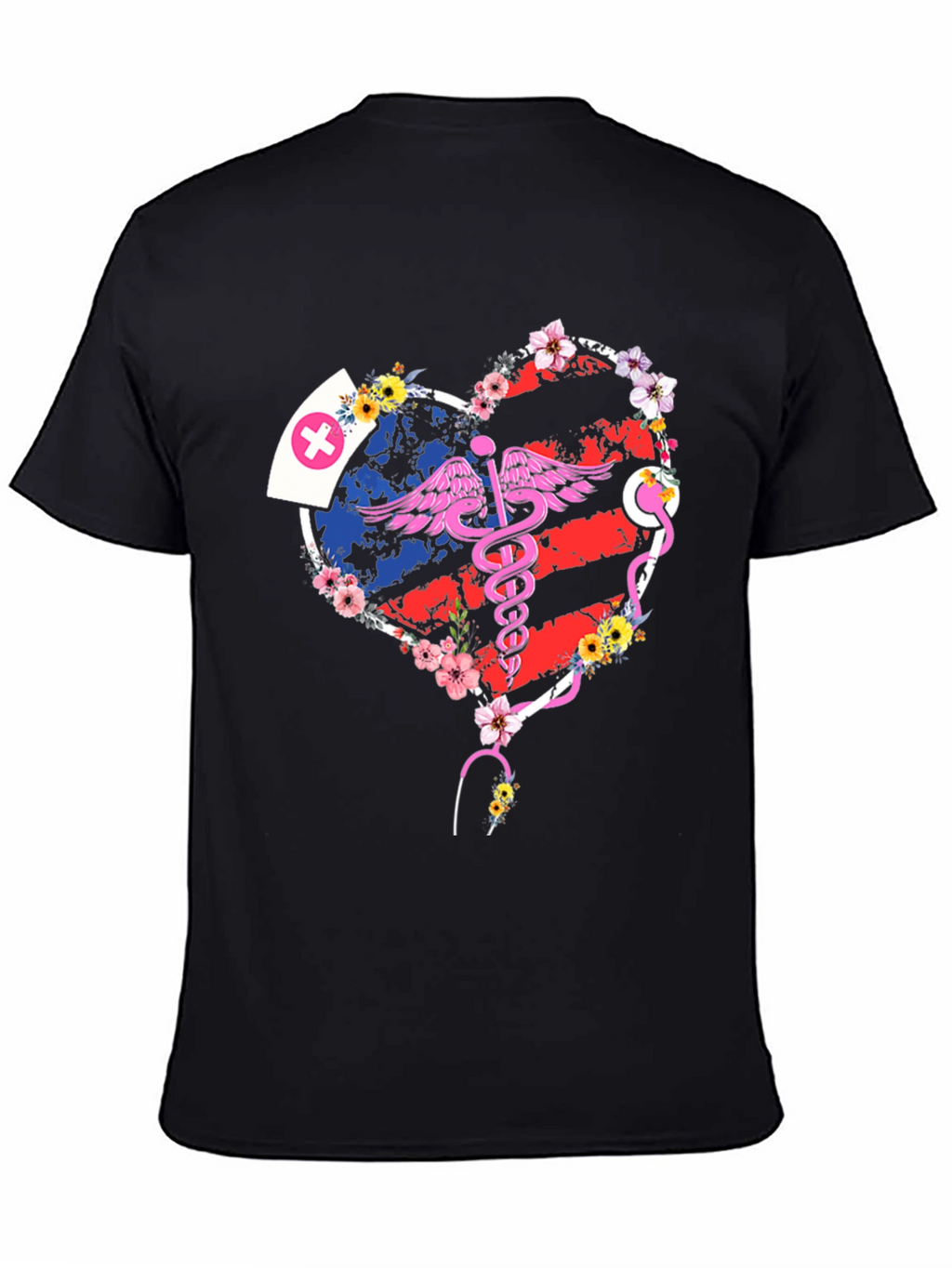 Nurse American Flag Heart T-Shirt