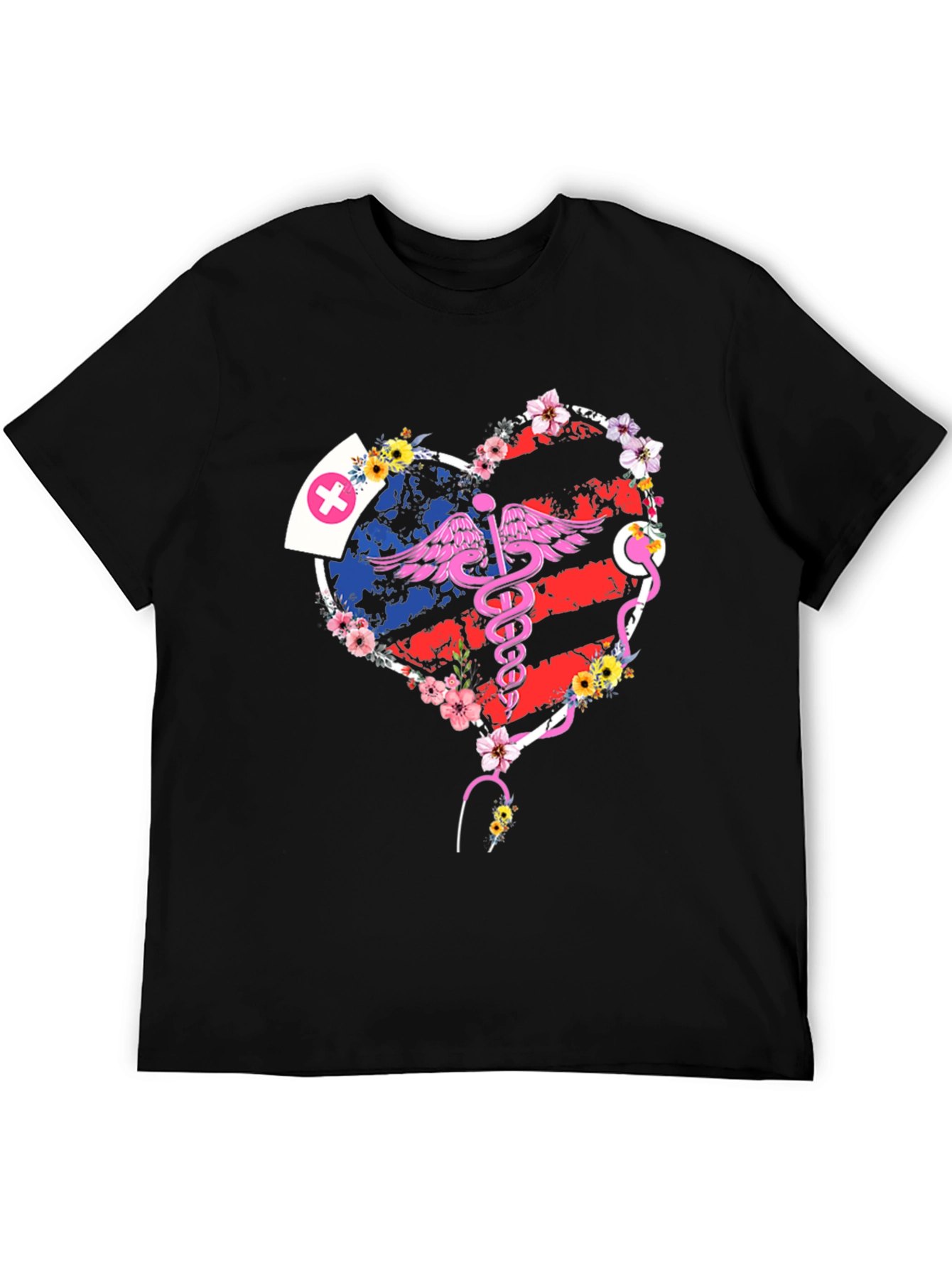 Nurse American Flag Heart T-Shirt