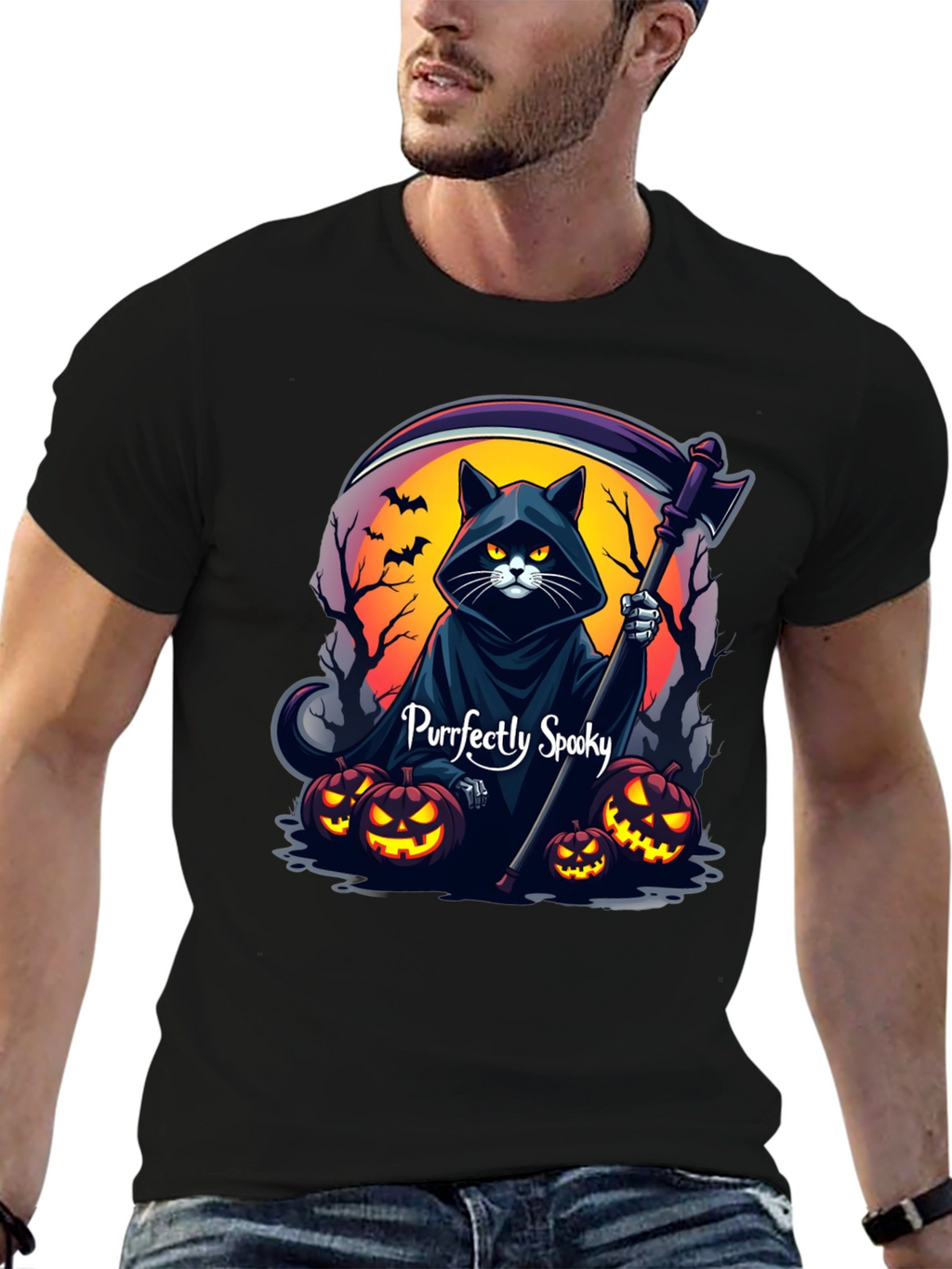 Purrfectly Spooky Halloween Cat T-Shirt