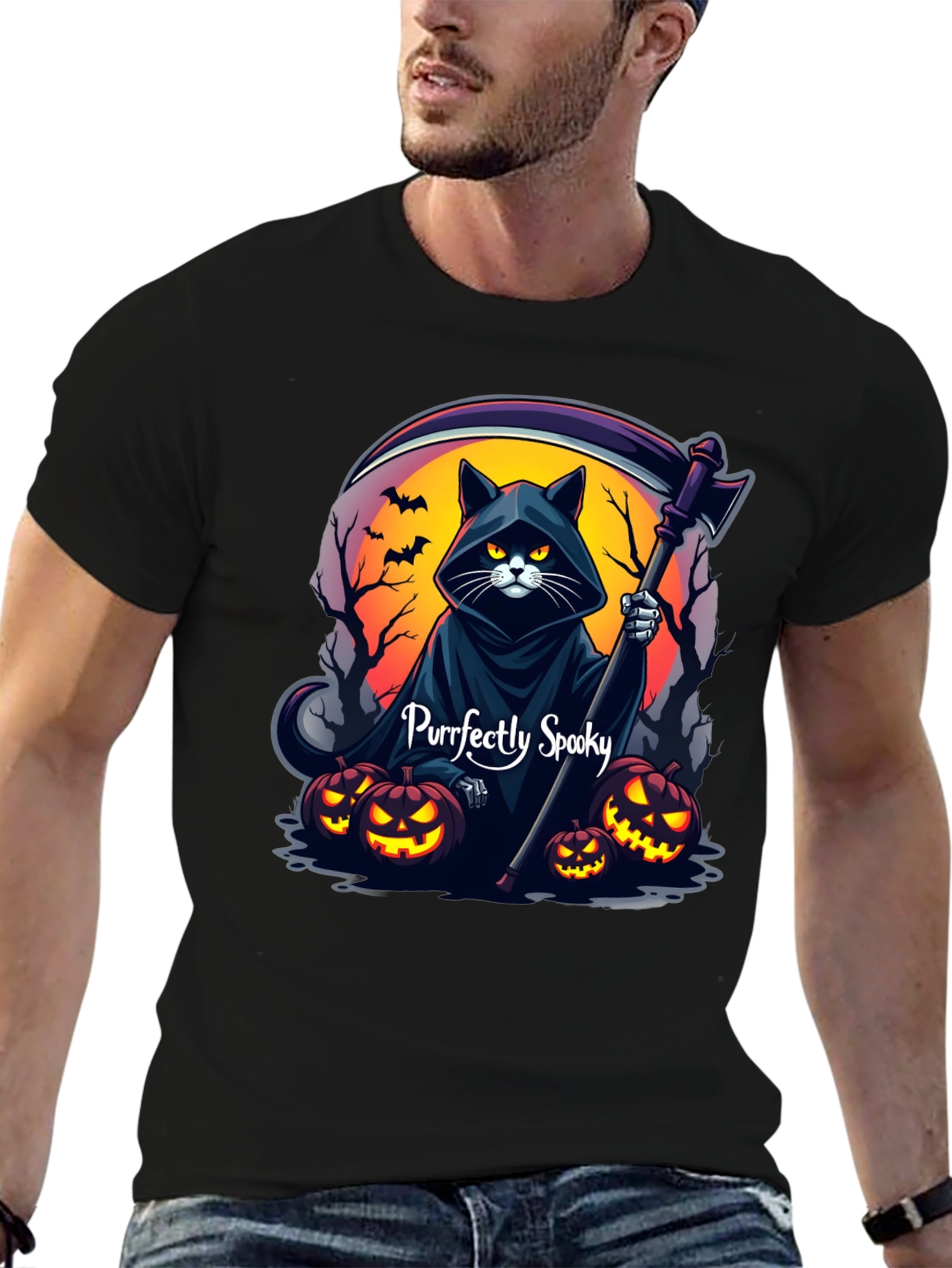 Purrfectly Spooky Halloween Cat T-Shirt