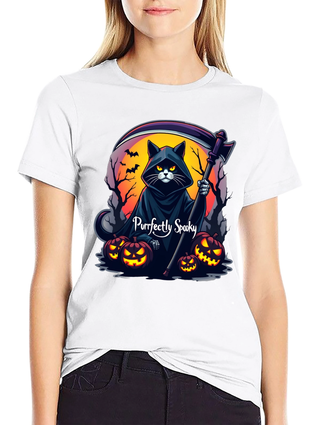 Purrfectly Spooky Halloween Cat T-Shirt