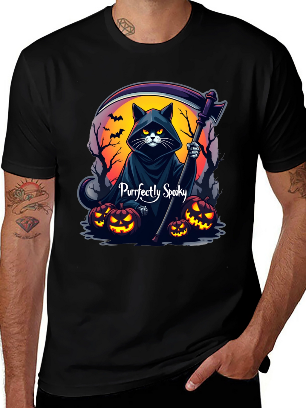 Purrfectly Spooky Halloween Cat T-Shirt