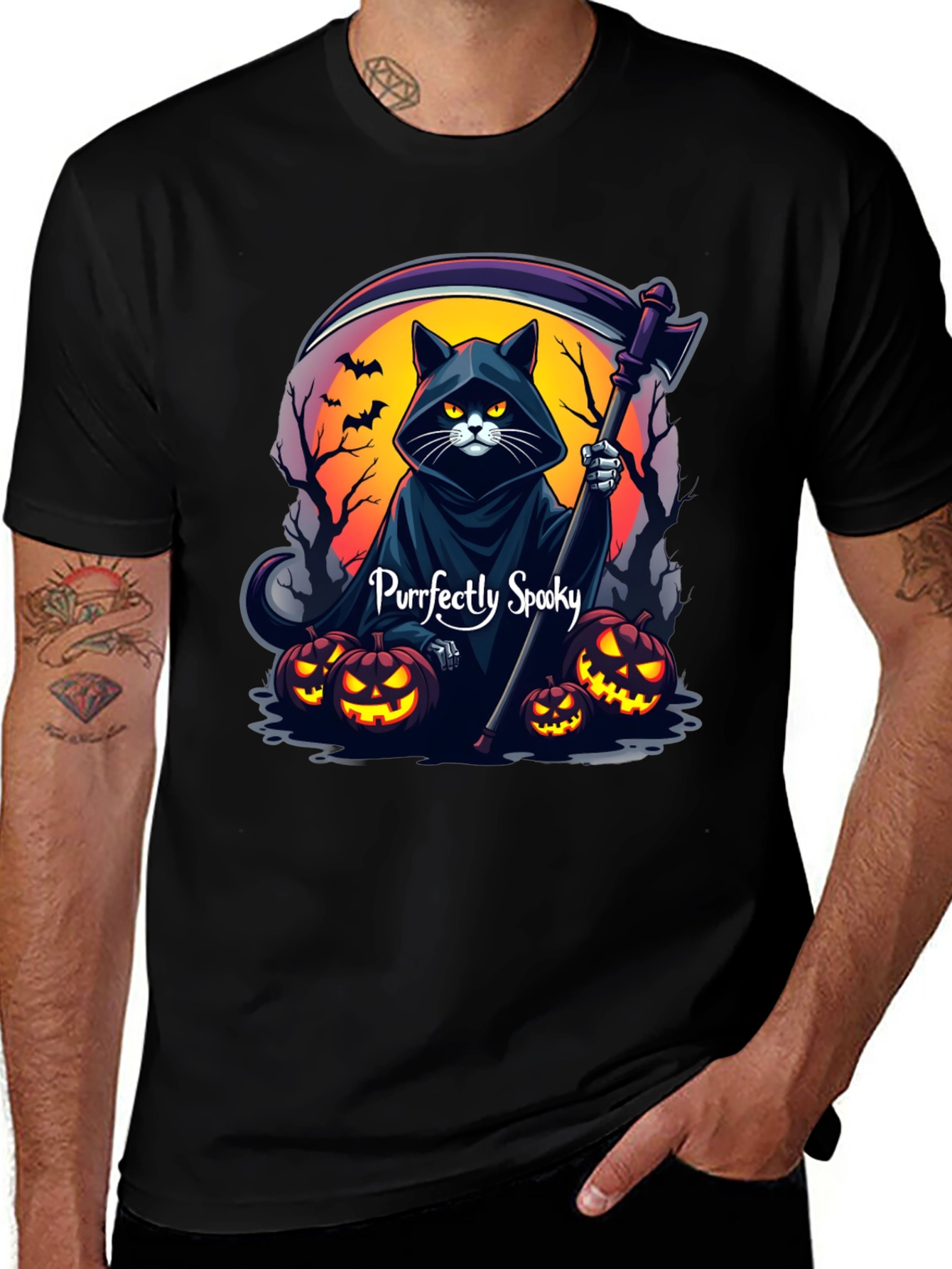 Purrfectly Spooky Halloween Cat T-Shirt