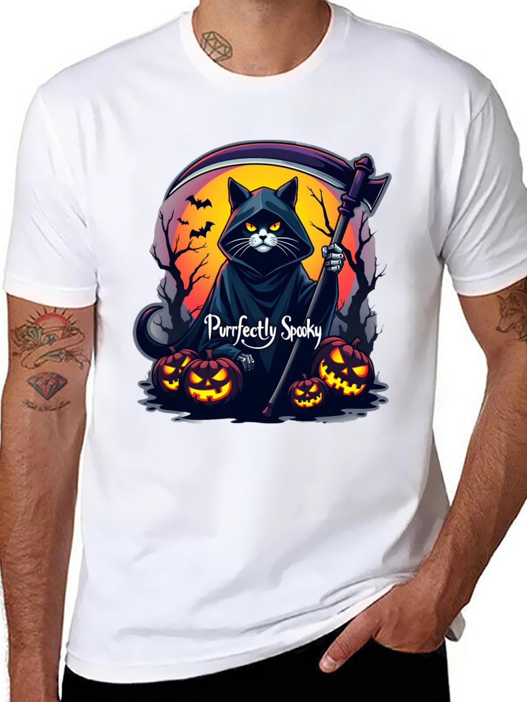 Purrfectly Spooky Halloween Cat T-Shirt