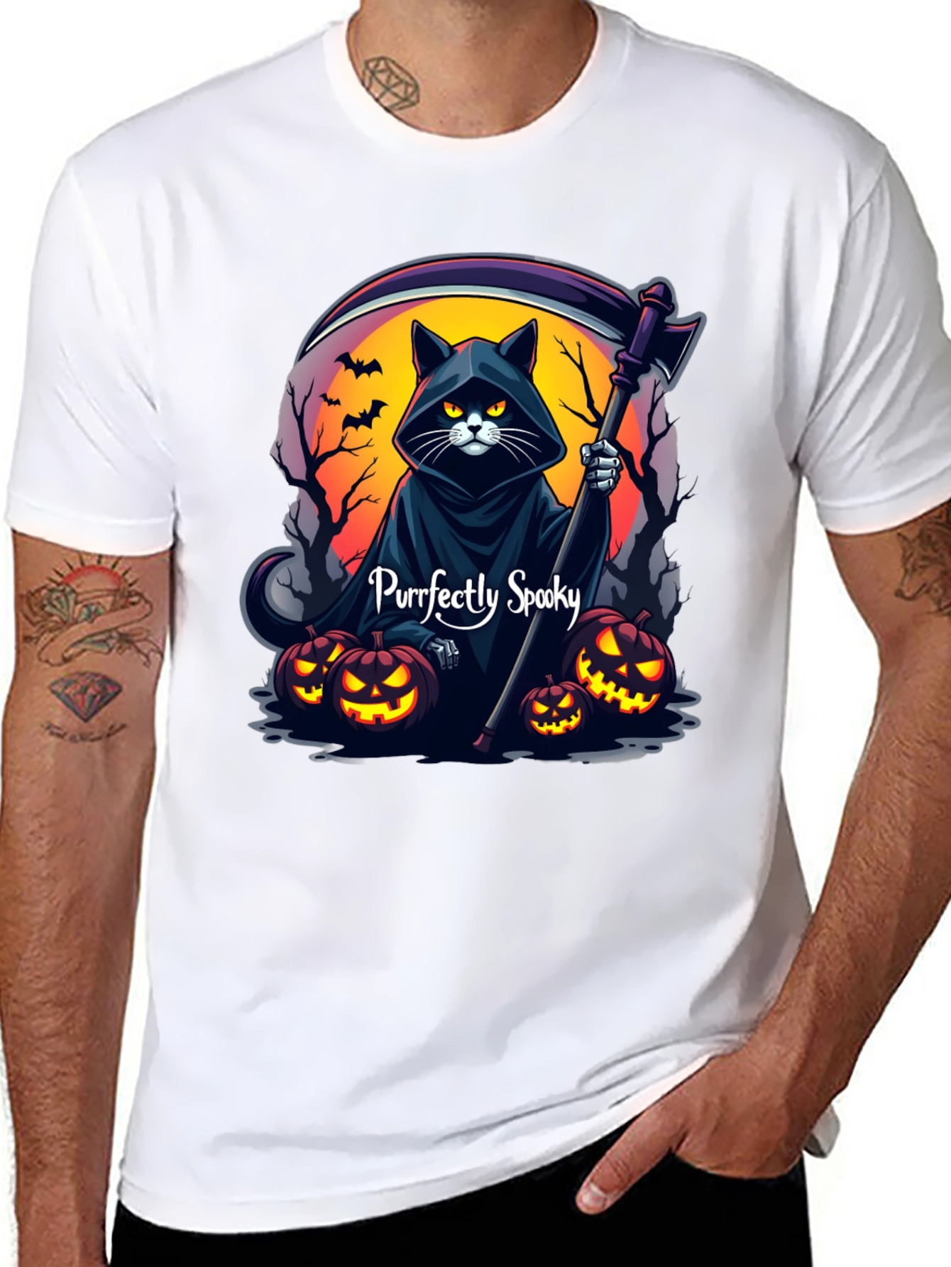 Purrfectly Spooky Halloween Cat T-Shirt