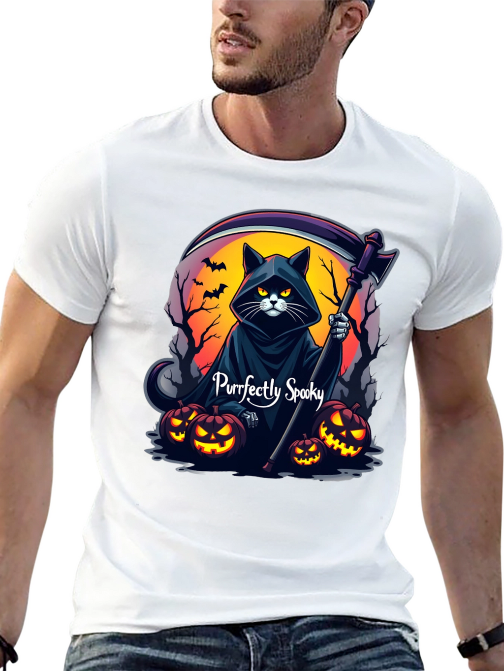 Purrfectly Spooky Halloween Cat T-Shirt