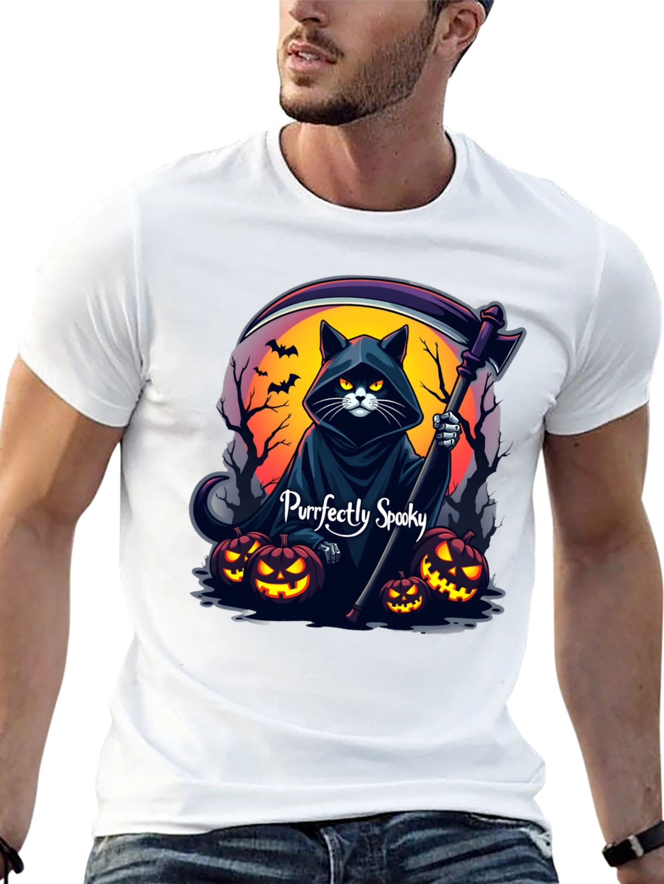 Purrfectly Spooky Halloween Cat T-Shirt