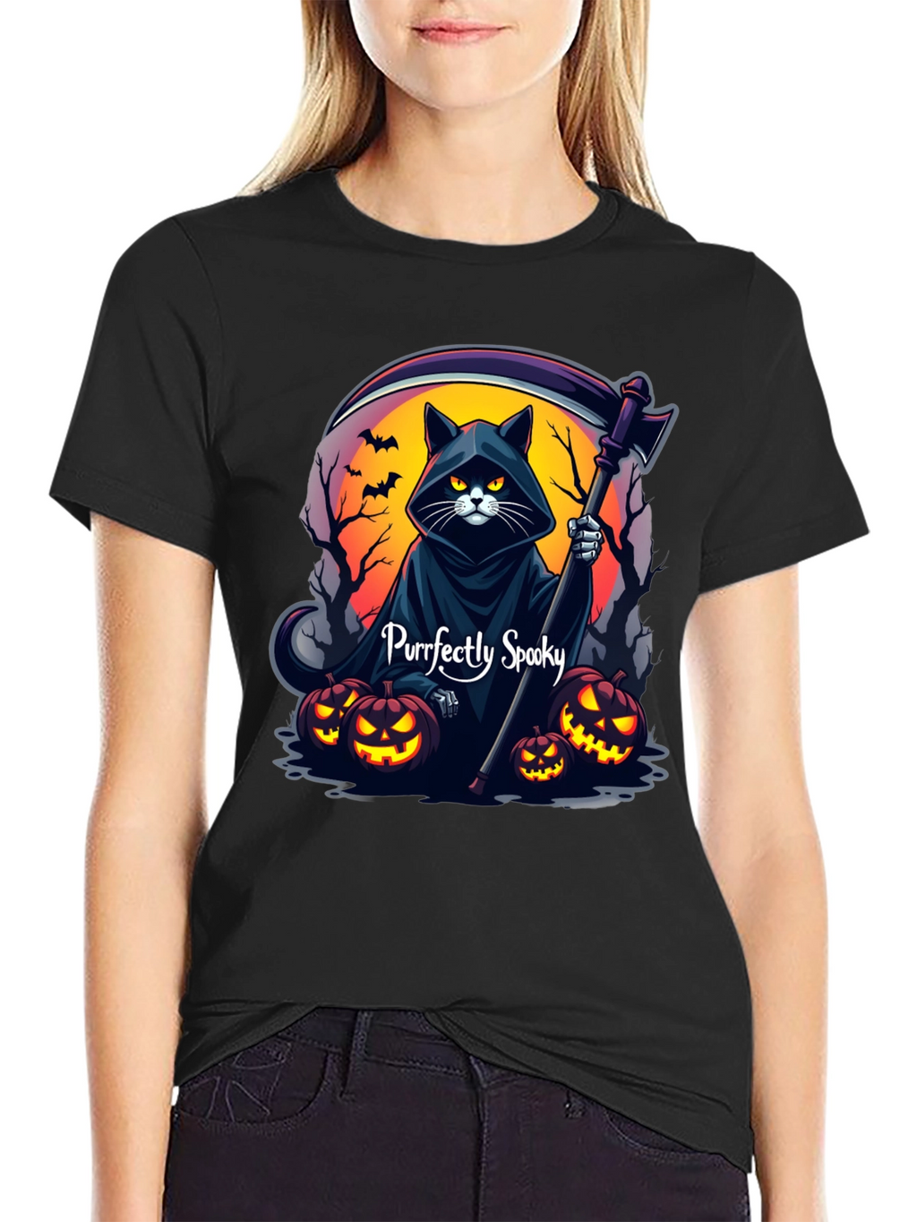 Purrfectly Spooky Halloween Cat T-Shirt