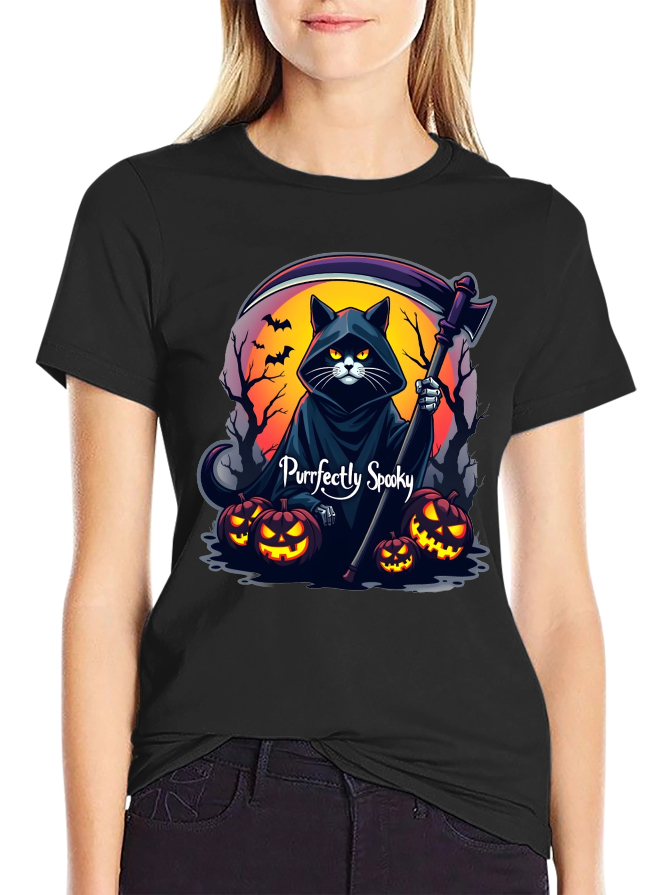 Purrfectly Spooky Halloween Cat T-Shirt